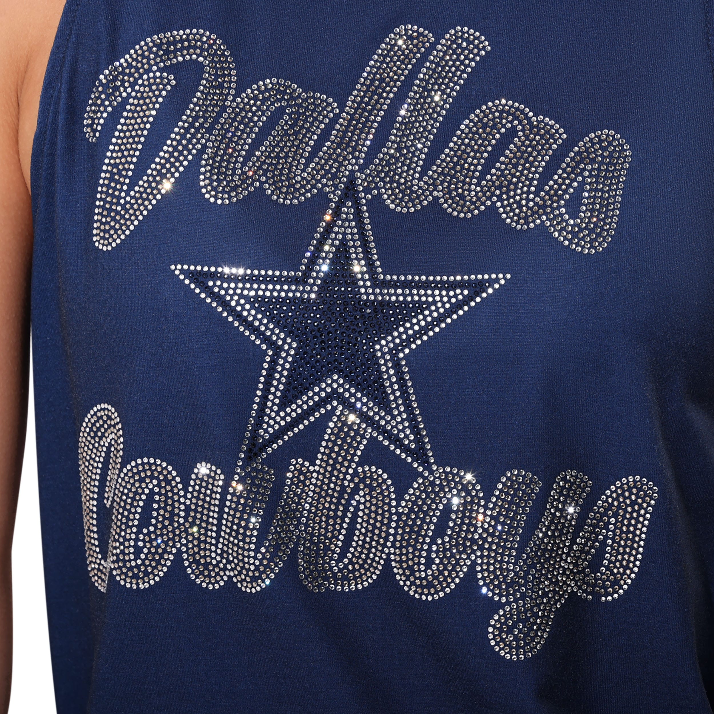 Dallas Cowboys Rhinestone Tie-Breaker Sleeveless Top - Image 2