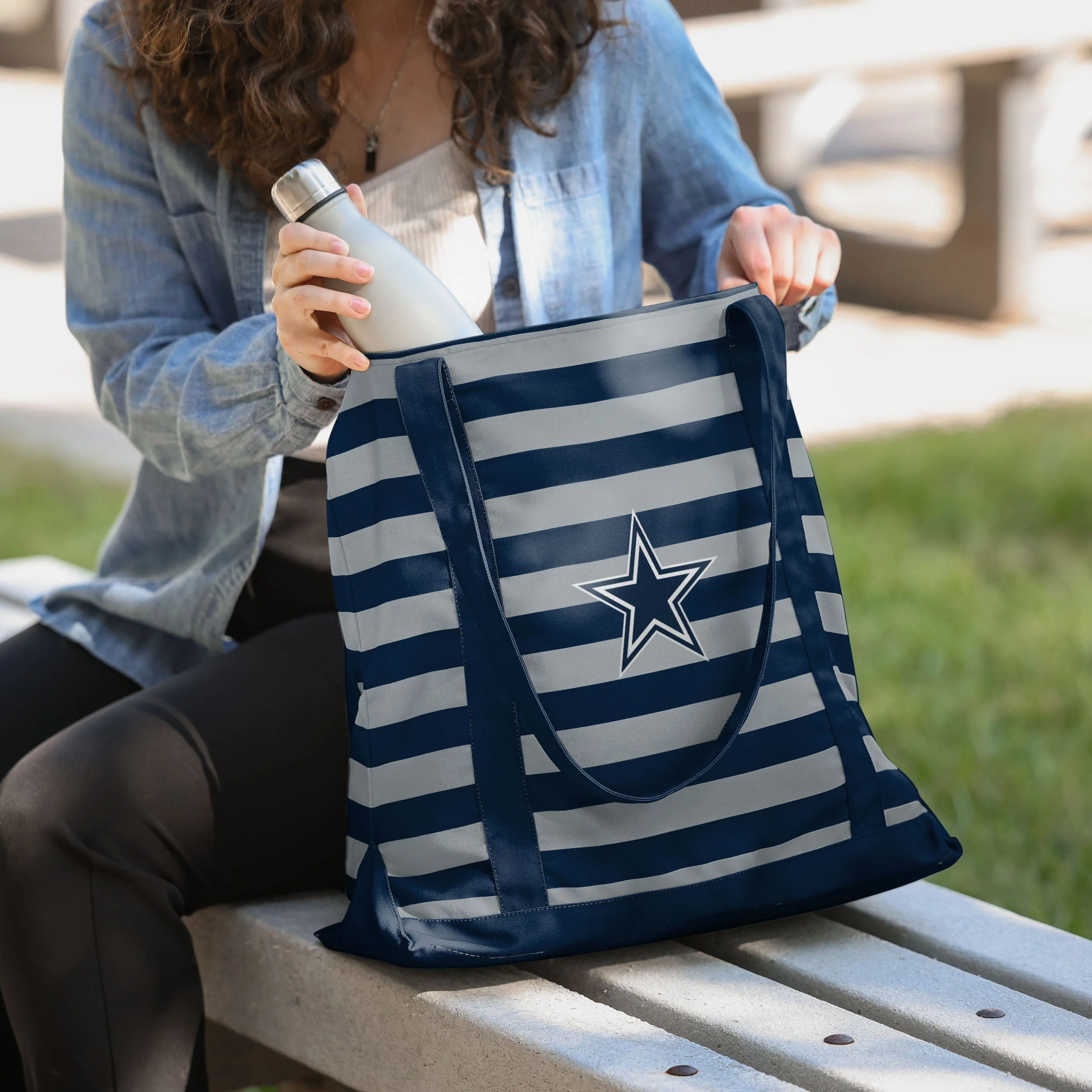 Dallas Cowboys Team Stripe Canvas Tote Bag - Image 3