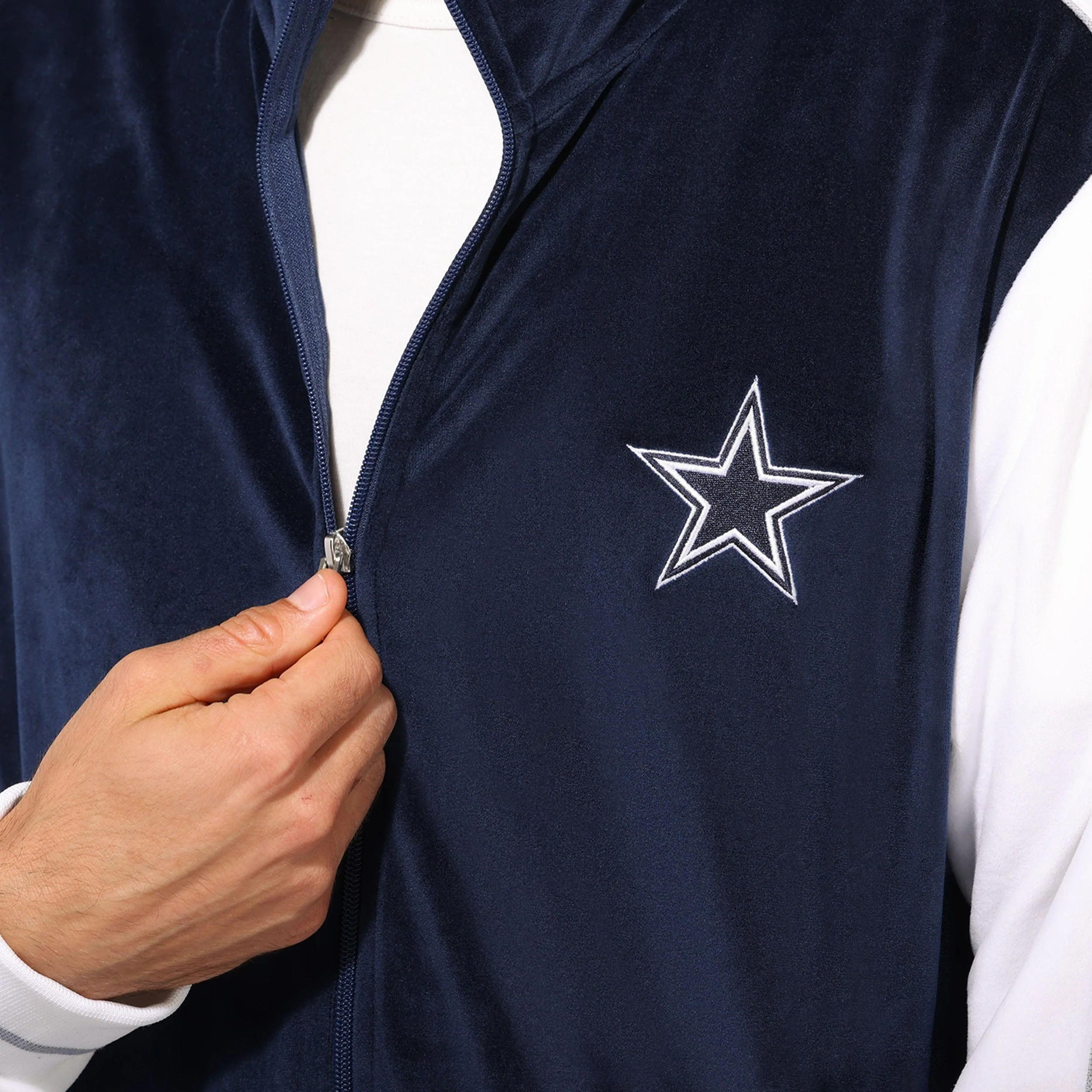 Dallas Cowboys Two Tone Velour Zip Up Top - Image 3