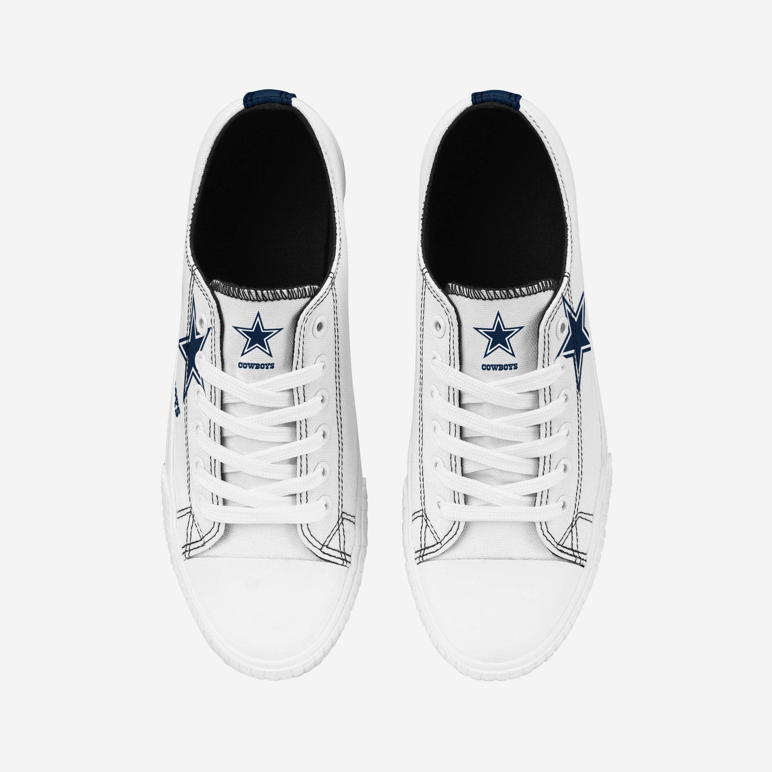 Dallas Cowboys Womens Big Logo Low Top White Canvas Shoes - Image 4