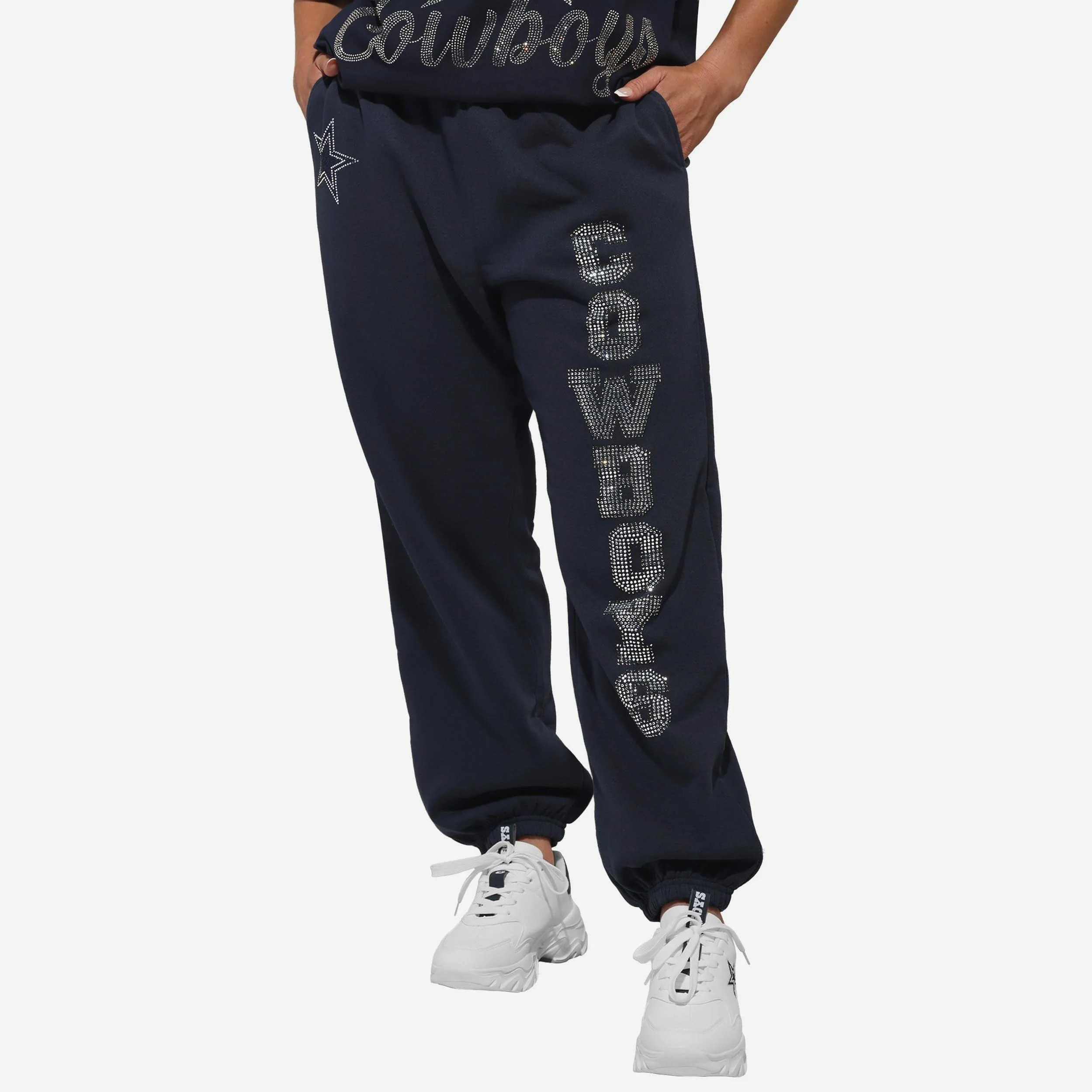 Dallas Cowboys Womens Big Wordmark Rhinestone Sweatpants
