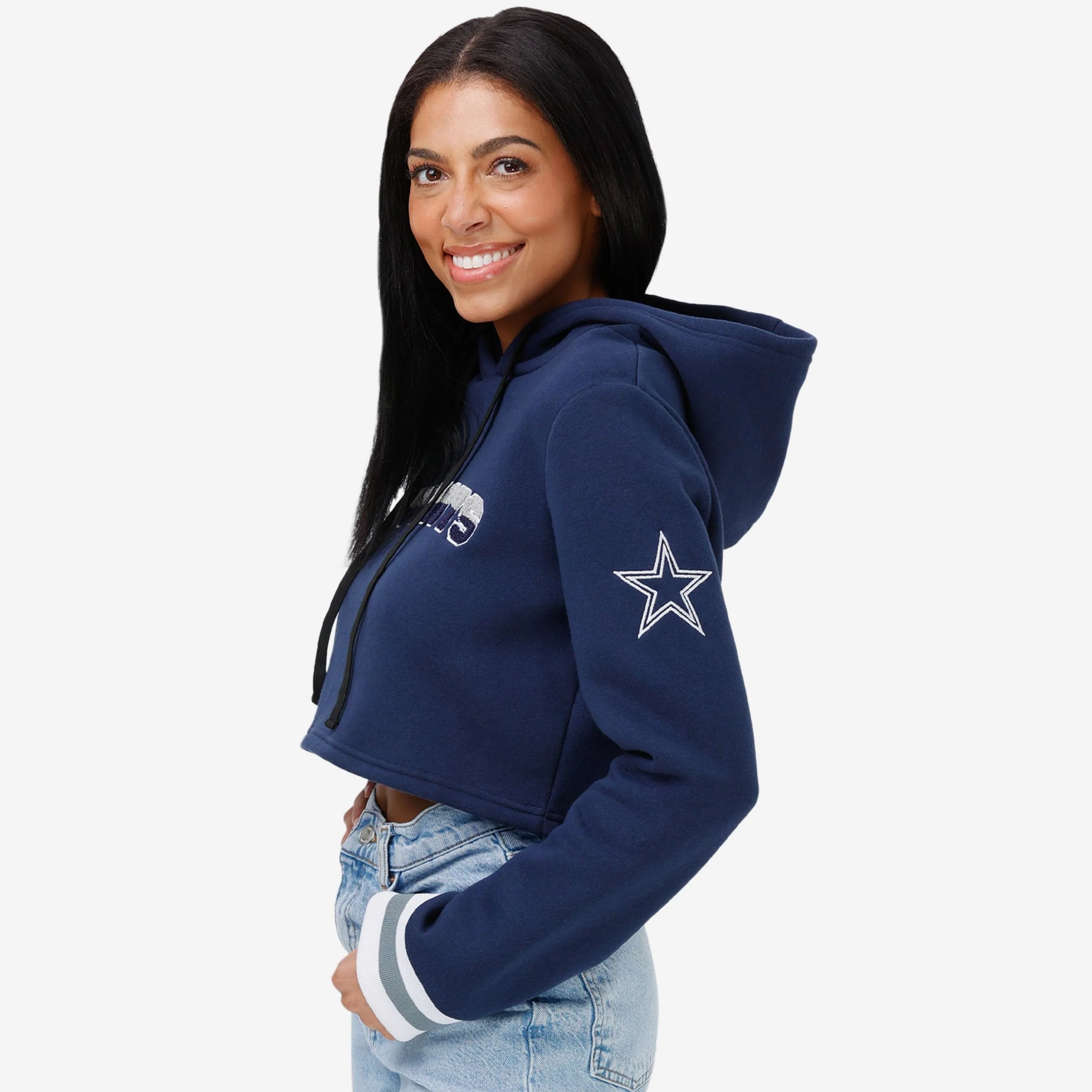 Dallas Cowboys Womens Cropped Chenille Hoodie - Image 4