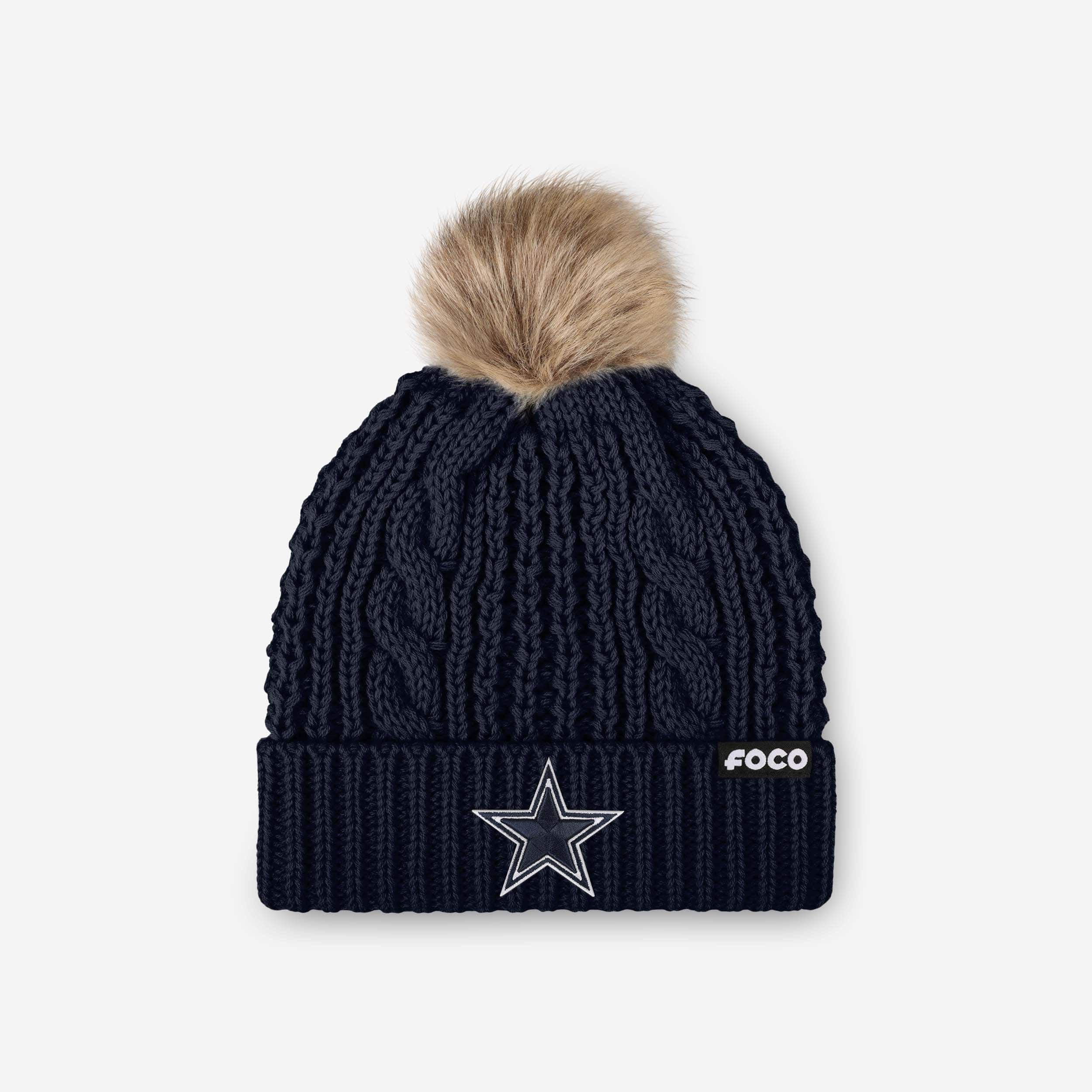 Dallas Cowboys Womens Faux Fur Pom Beanie