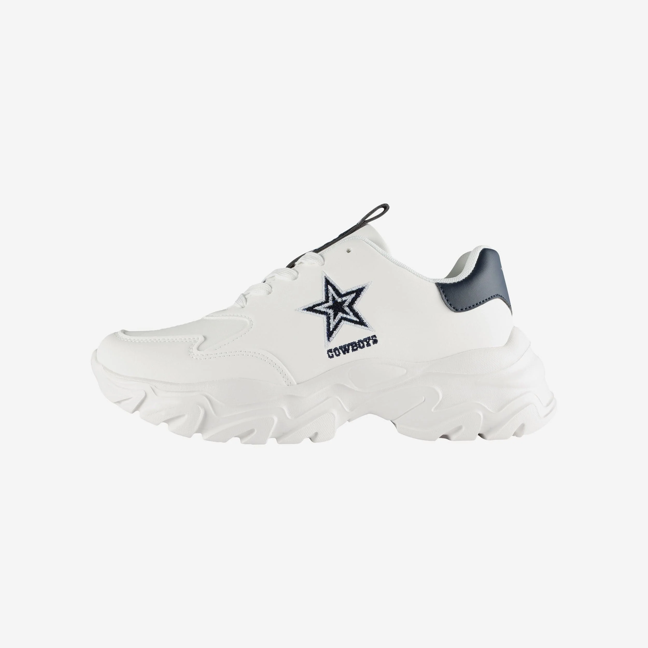 Dallas Cowboys Womens Glitter Big Logo Vintage White Chunky Sneaker