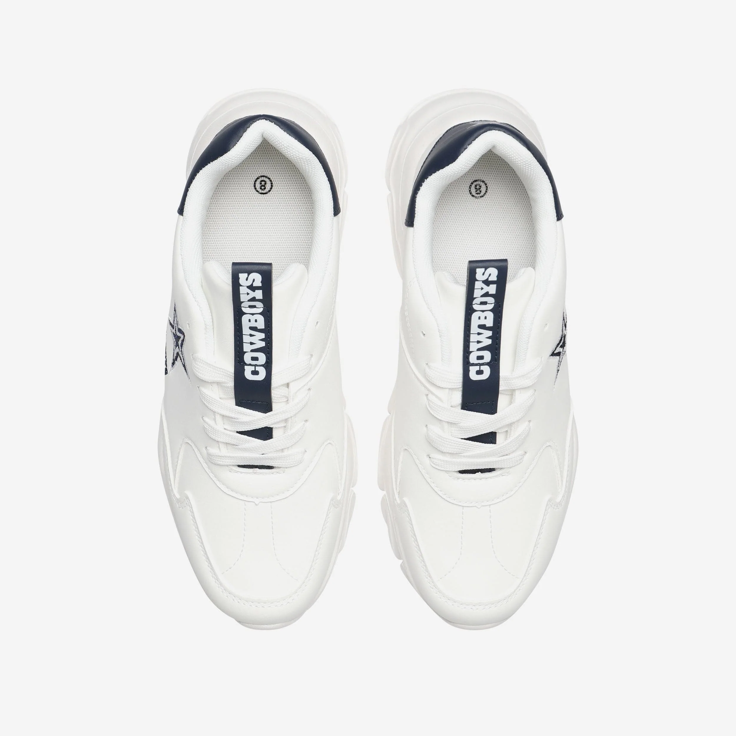 Dallas Cowboys Womens Glitter Big Logo Vintage White Chunky Sneaker - Image 4