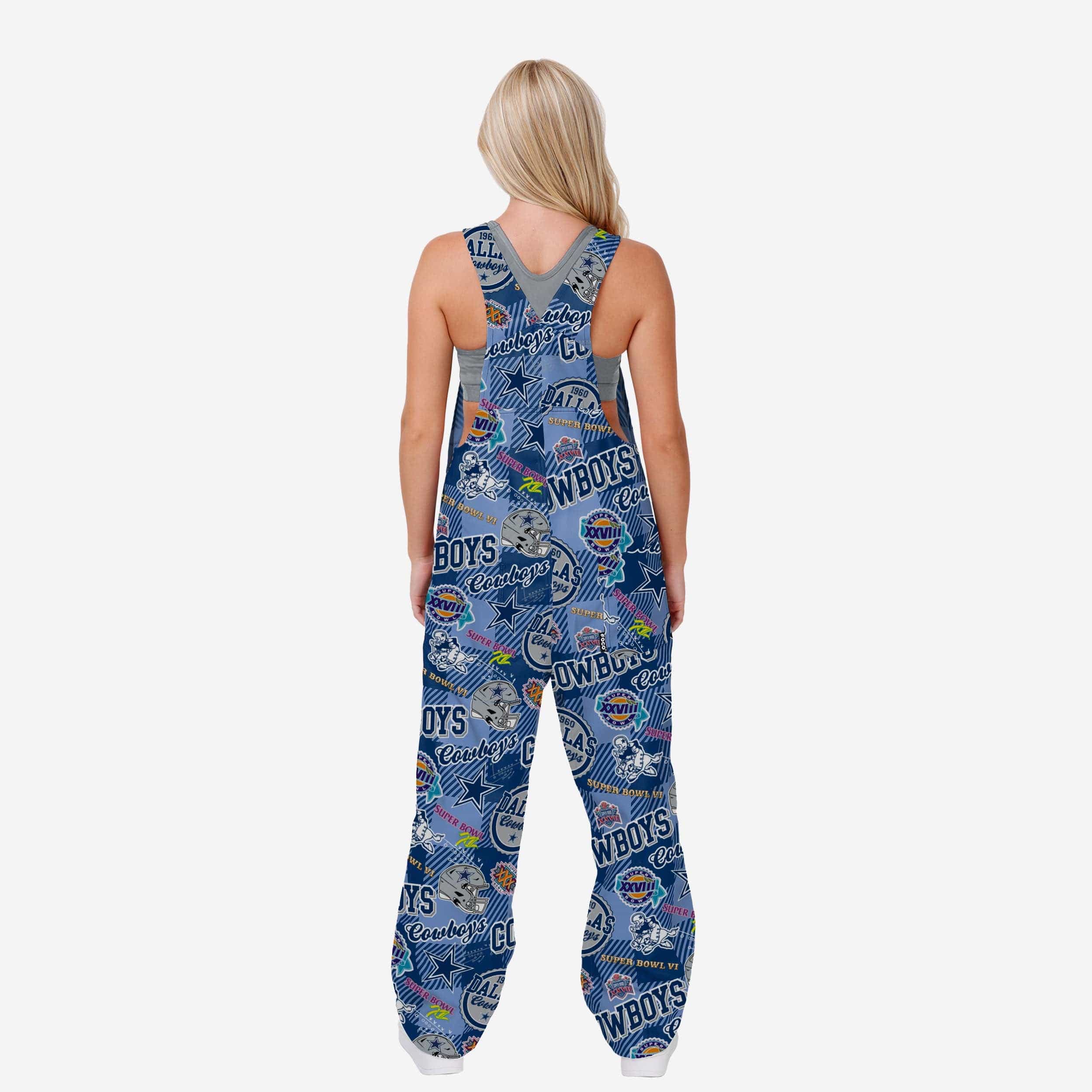 Dallas Cowboys Womens Historic Print Bib Overalls - Image 2