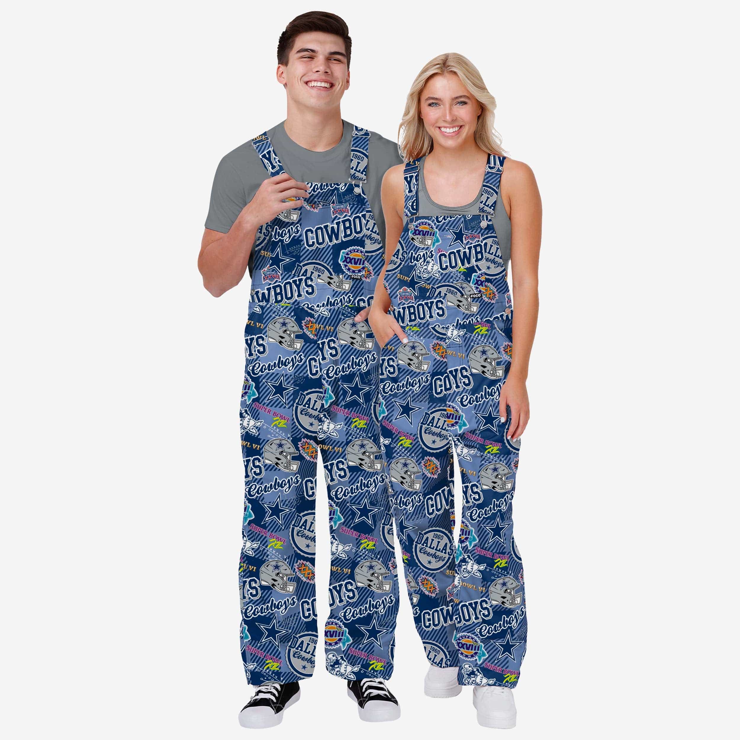Dallas Cowboys Womens Historic Print Bib Overalls - Image 3