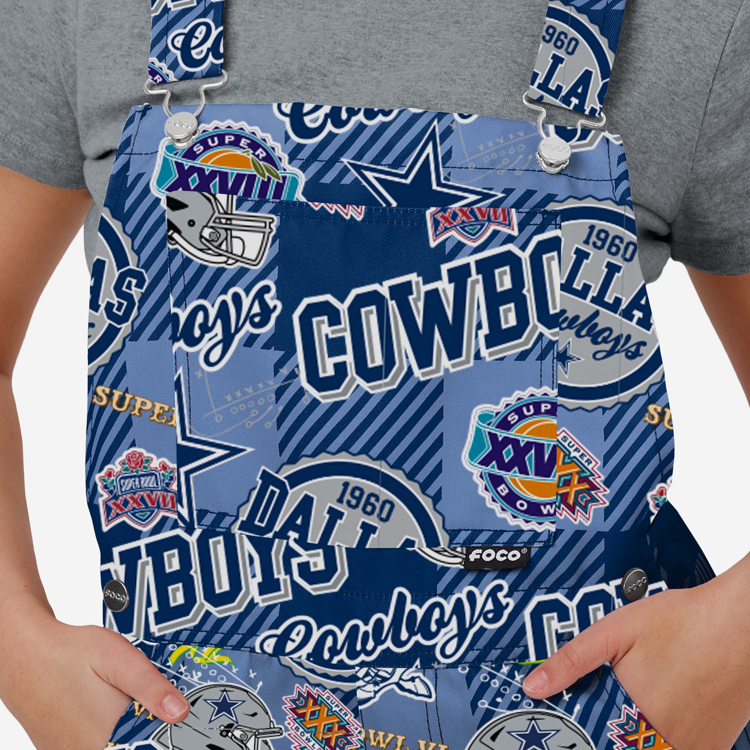 Dallas Cowboys Womens Historic Print Bib Overalls - Image 4