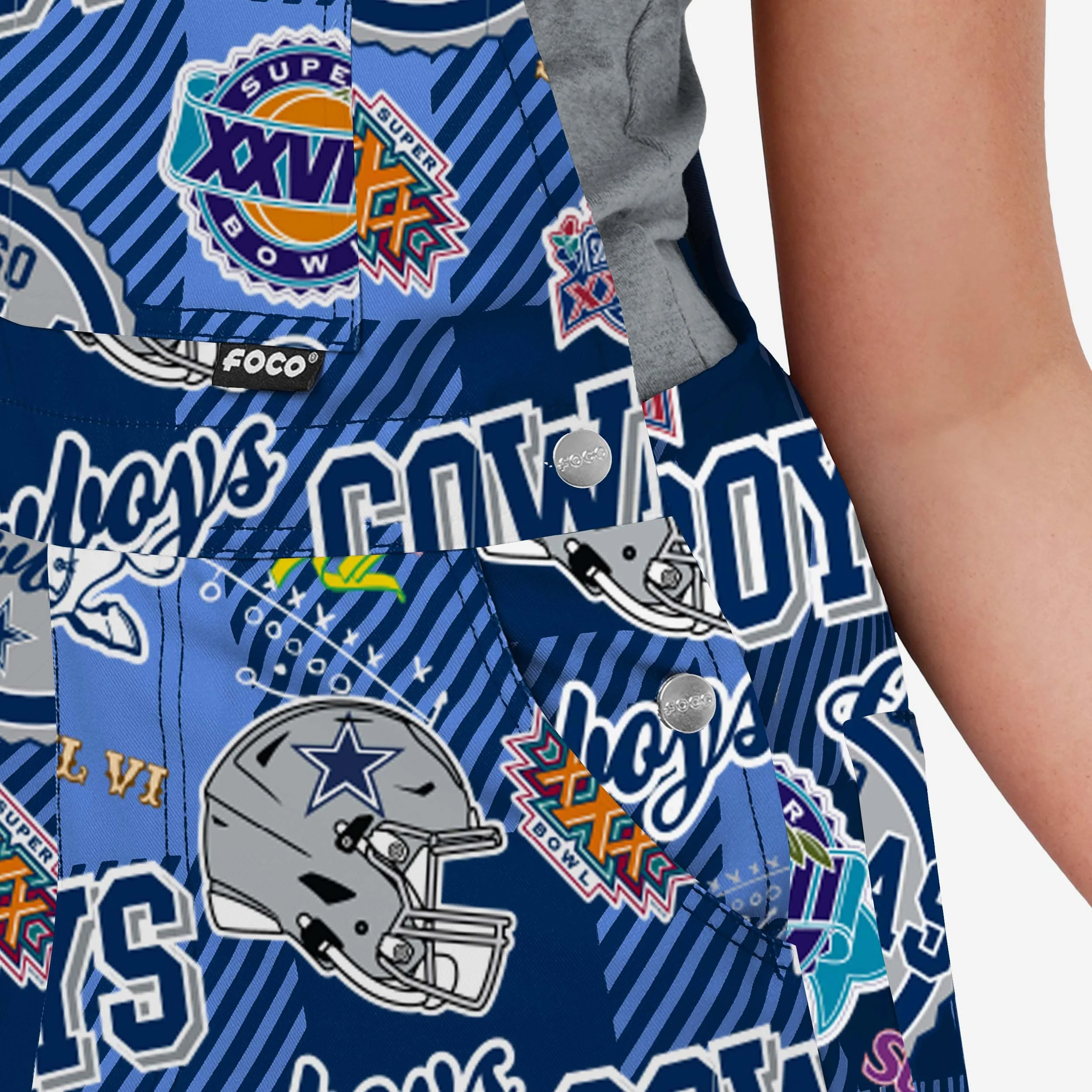 Dallas Cowboys Womens Historic Print Bib Overalls - Image 5
