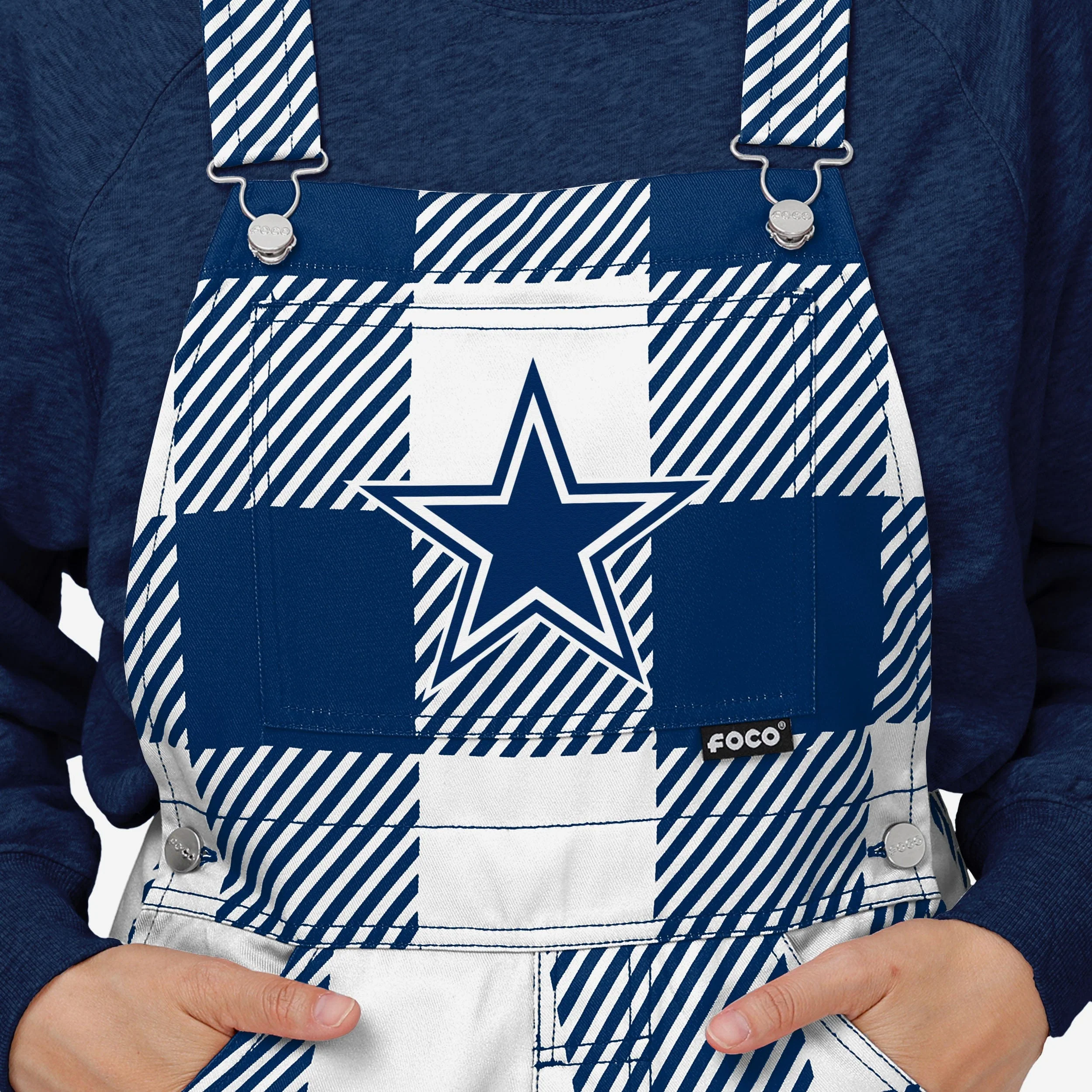 Dallas Cowboys Womens Plaid Bib Overalls - Image 4
