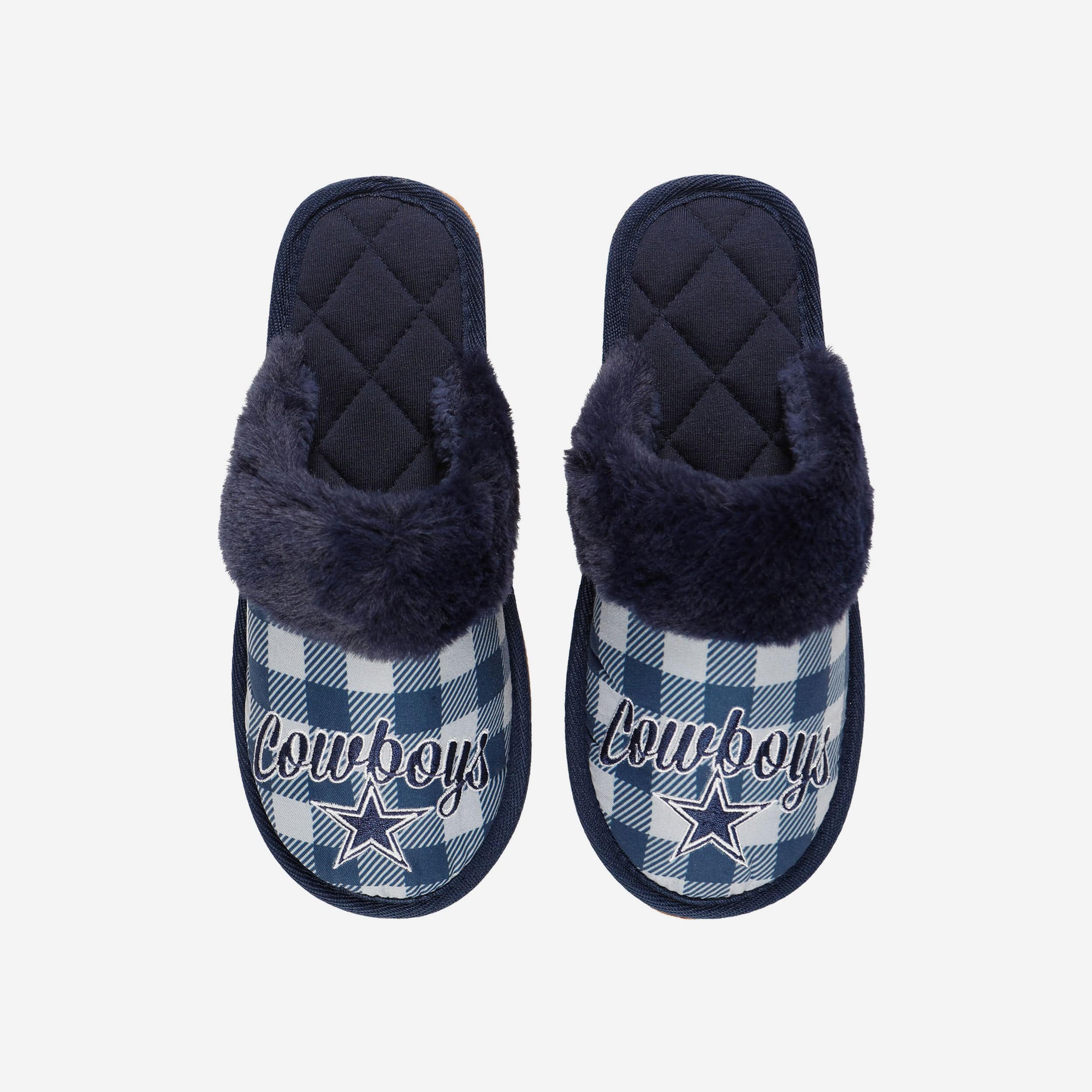 Dallas Cowboys Womens Plaid Sherpa Mule Slipper - Image 2