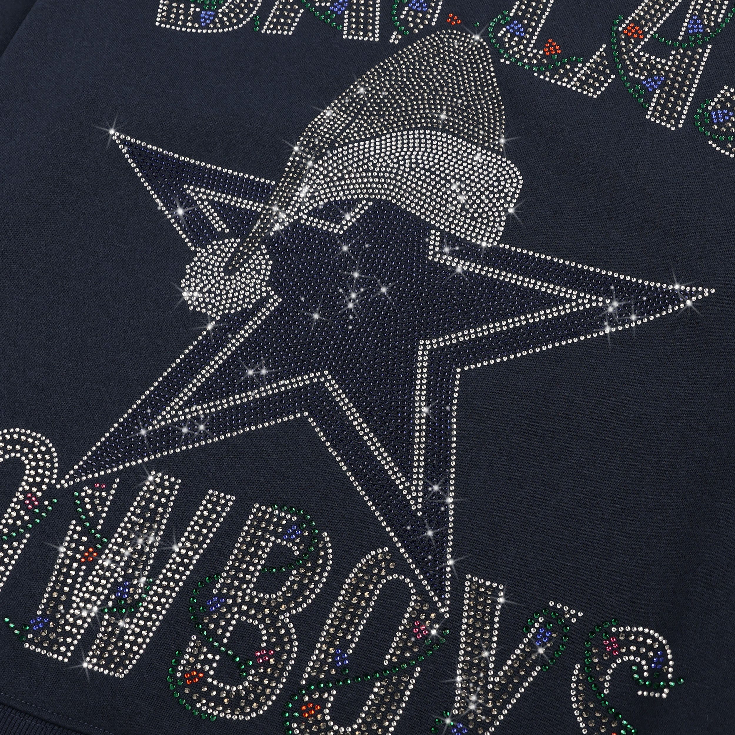 Dallas Cowboys Womens Rhinestone Logo Oversized Holiday Crew Neck Sweatshirt - Image 3