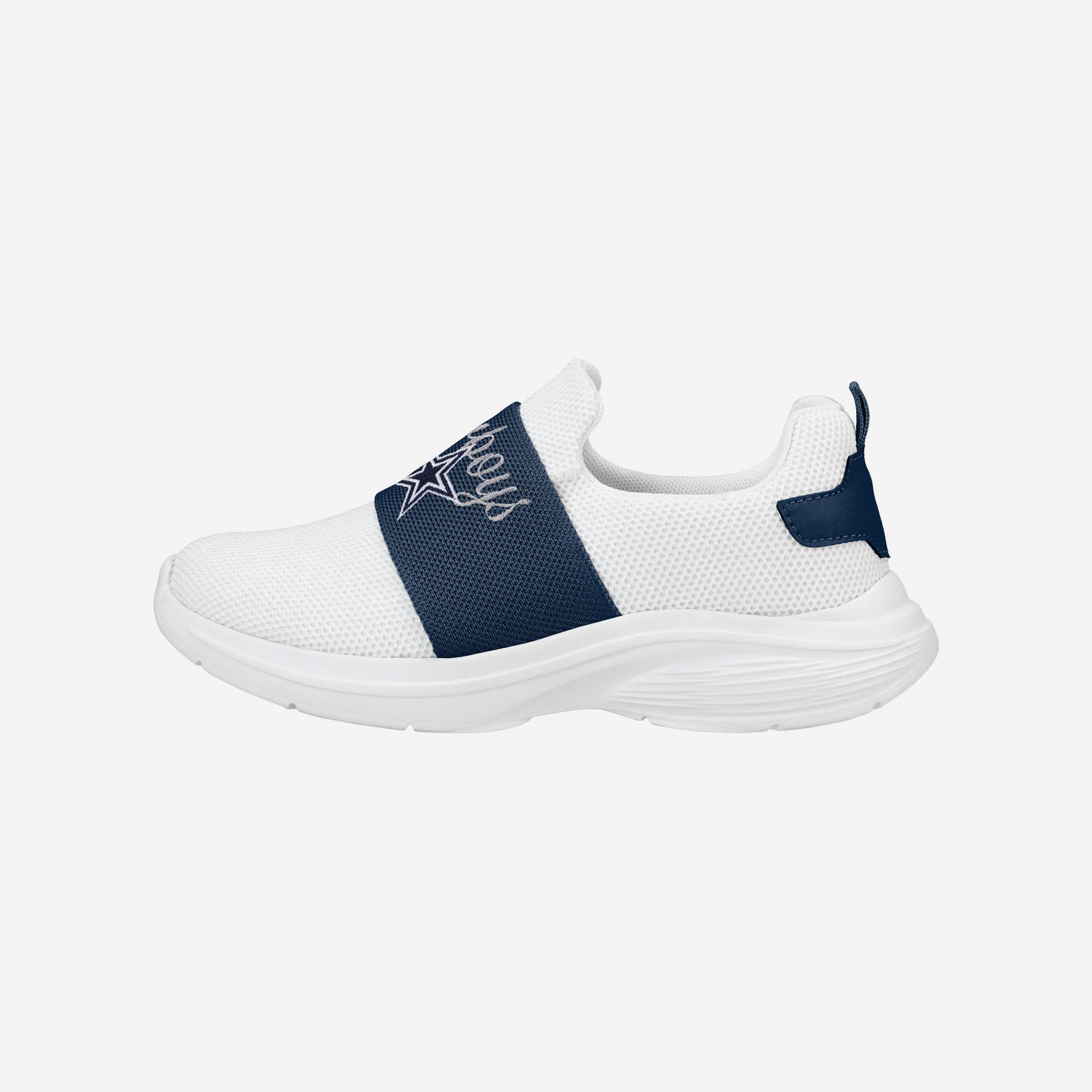 Dallas Cowboys Womens Script Wordmark White Slip On Sneakers