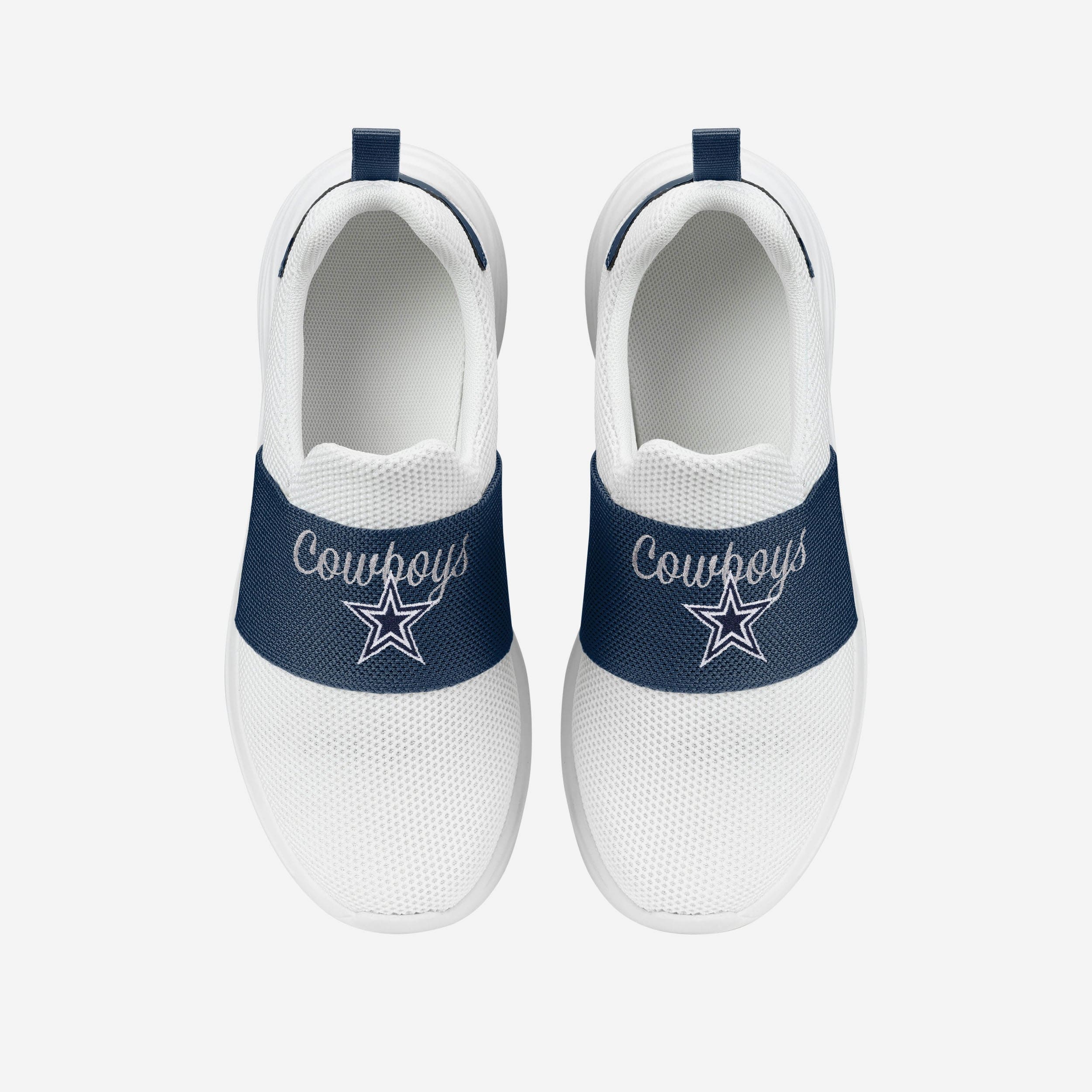 Dallas Cowboys Womens Script Wordmark White Slip On Sneakers - Image 4