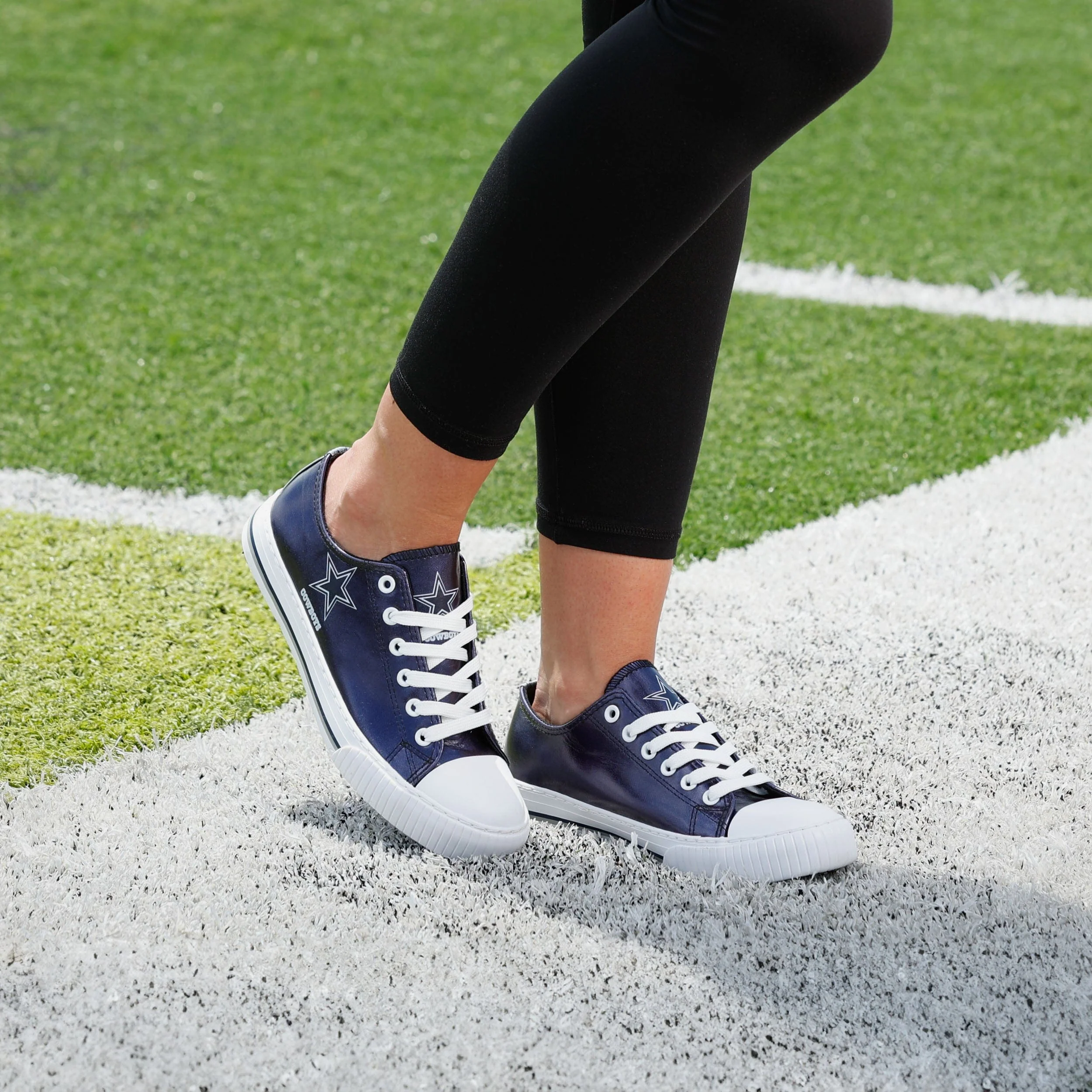 Dallas Cowboys Womens Team Color Metallic Low Top Canvas Shoes - Image 3