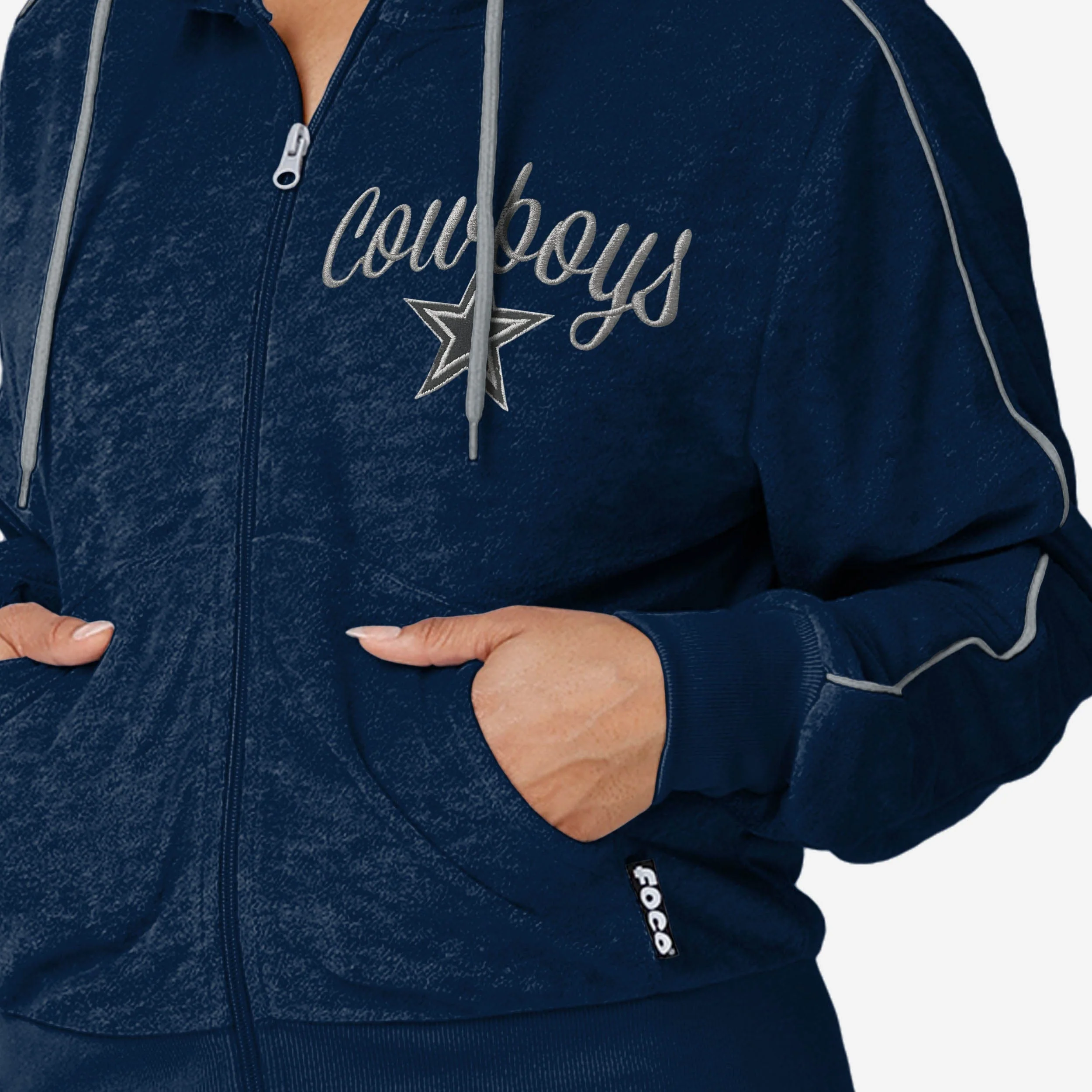 Dallas Cowboys Womens Terry Knit Zip Up Top - Image 4