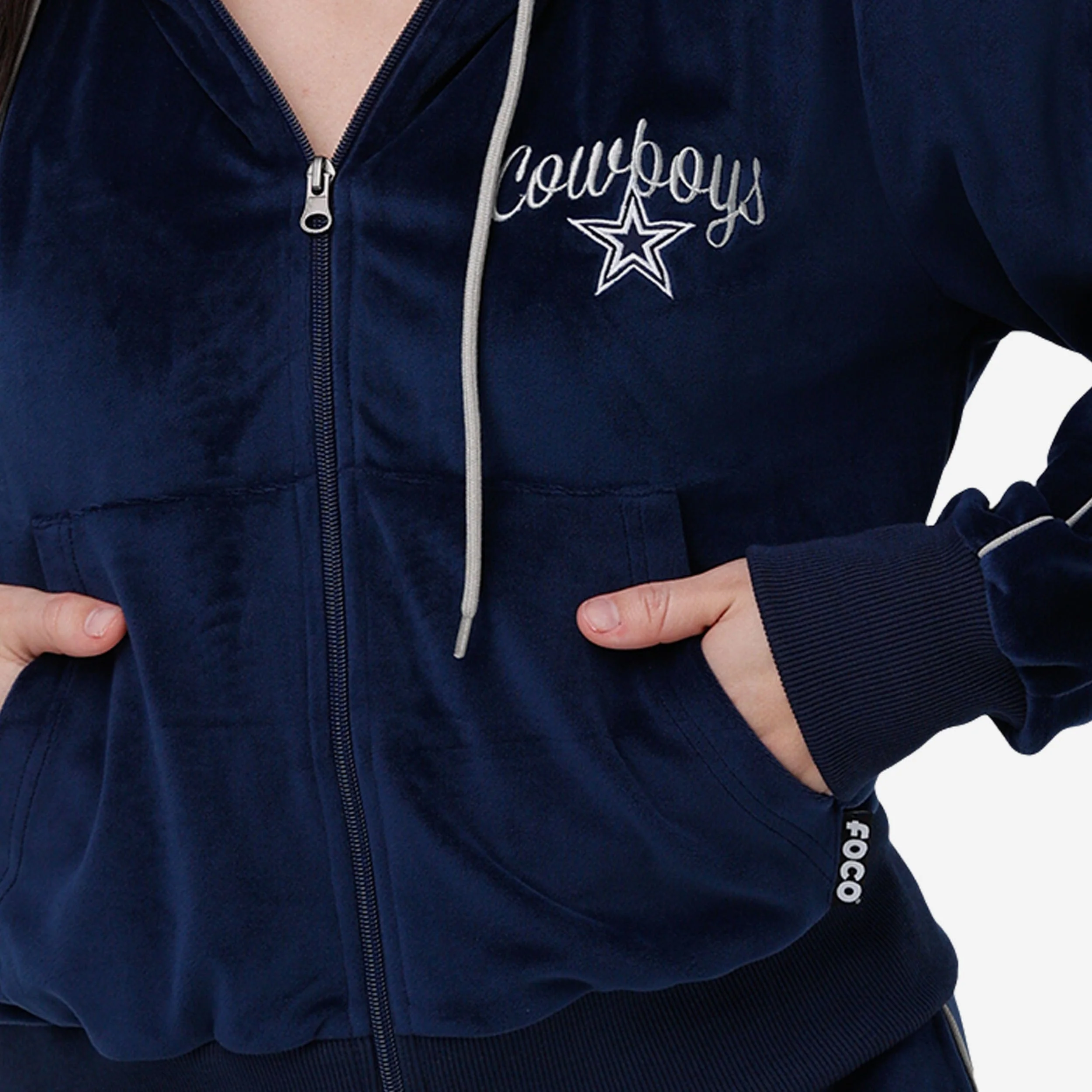 Dallas Cowboys Womens Velour Zip Up Top - Image 3