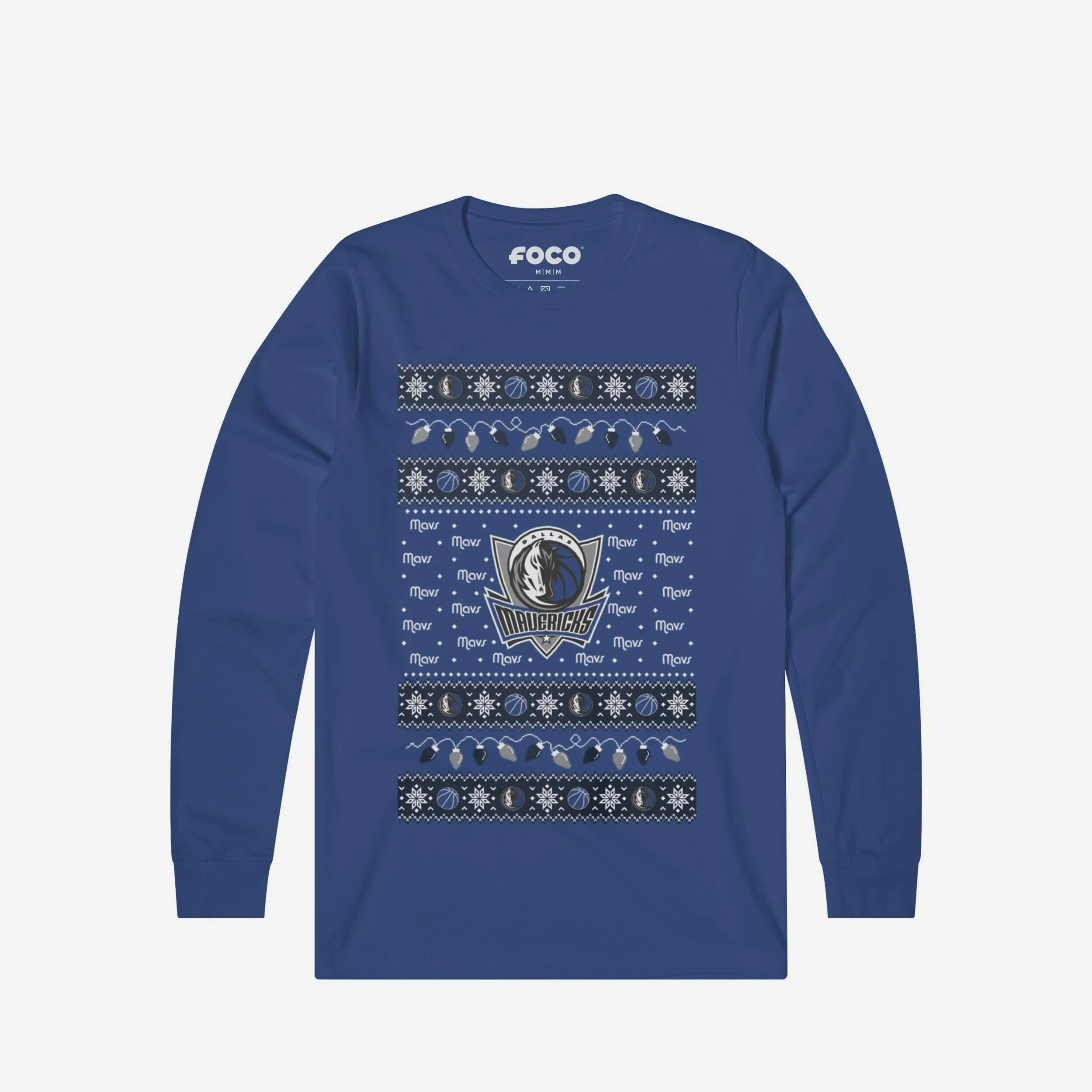 Dallas Mavericks Holiday Lights Sweater Long Sleeve T-Shirt