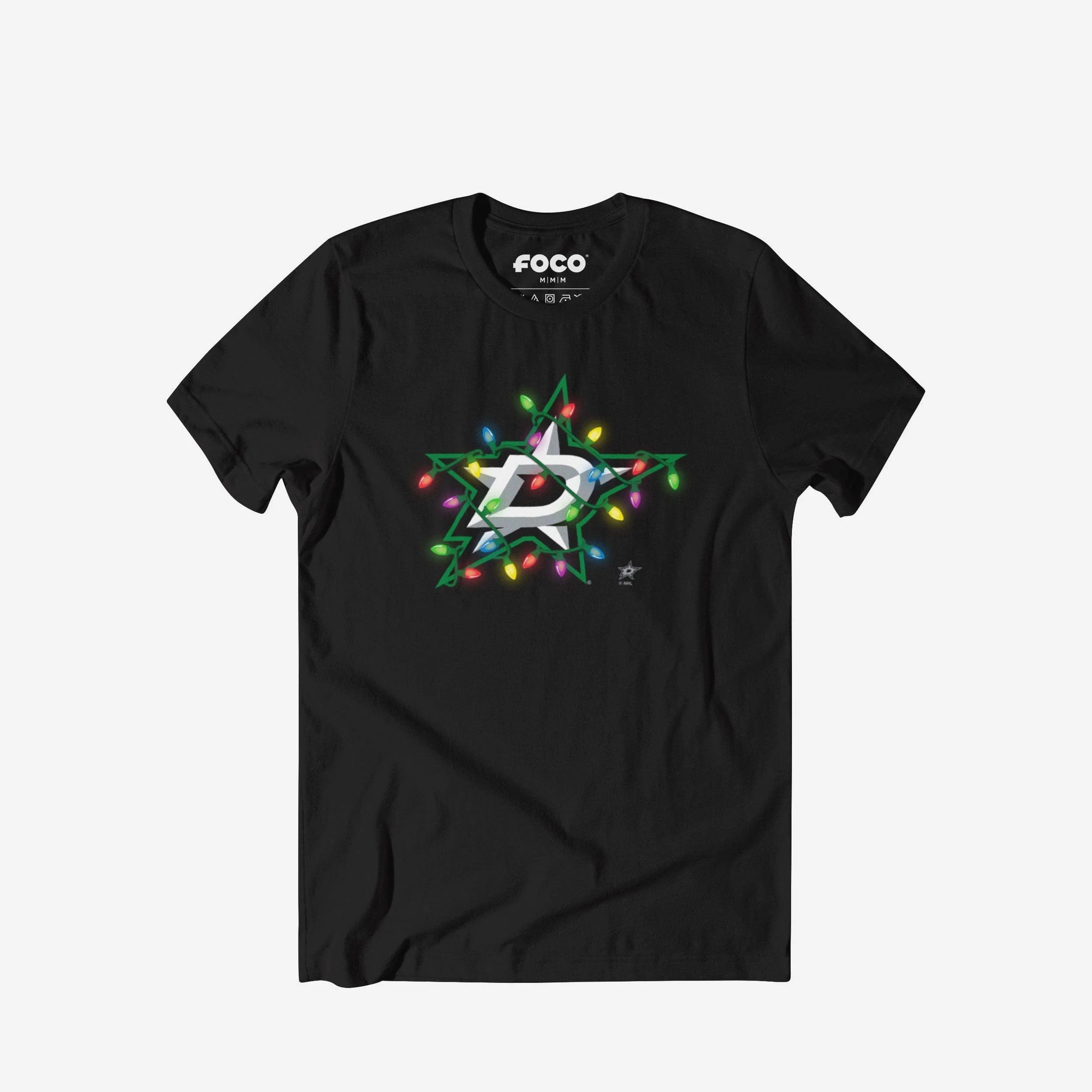 Dallas Stars Primary Logo Holiday Lights T-Shirt