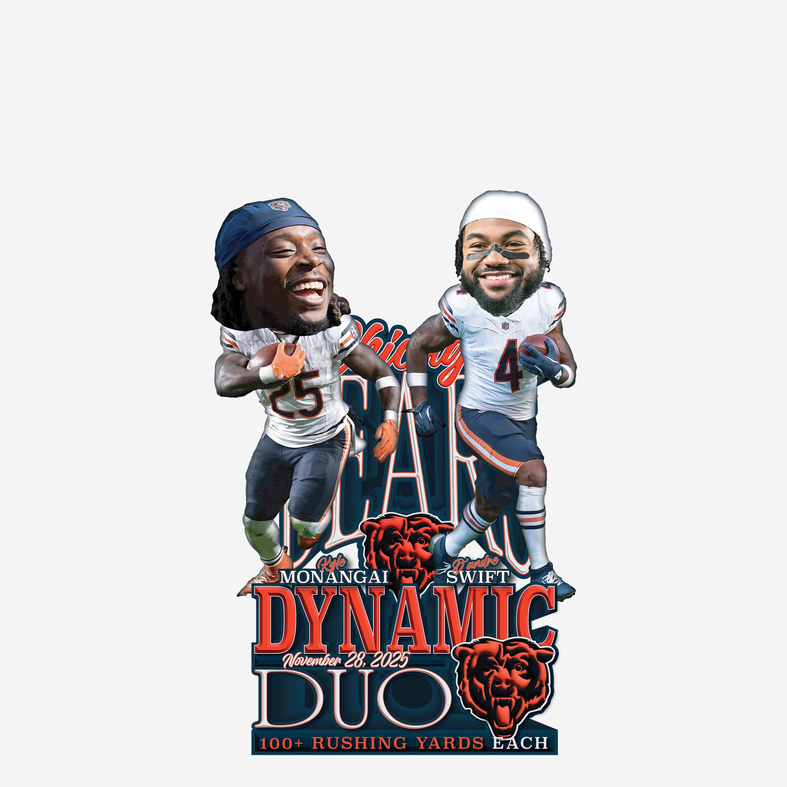D'Andre Swift & Kyle Monangai Chicago Bears Dynamic Duo Bobblehead