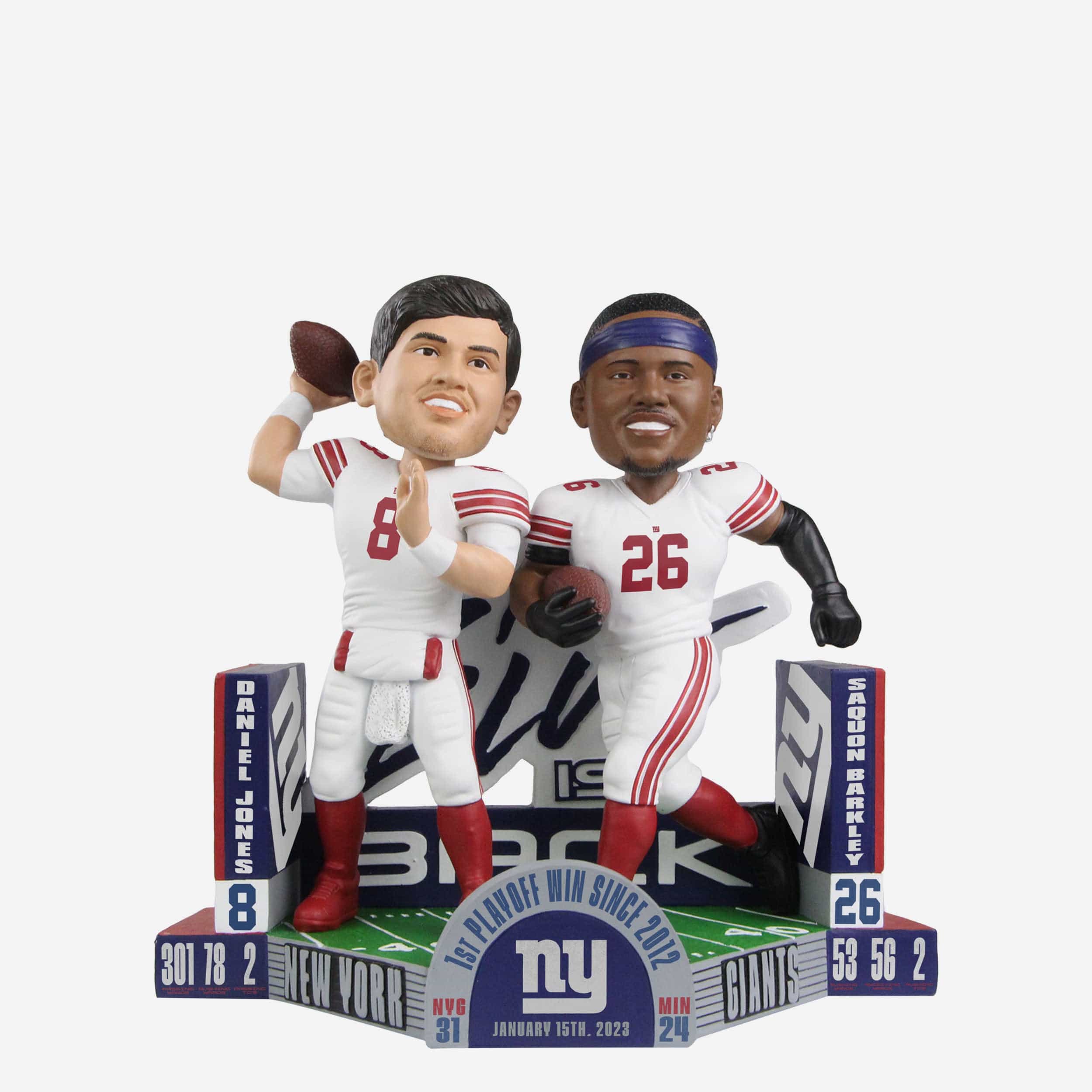 Daniel Jones & Saquon Barkley New York Giants First Playoff Win Dual Bobblehead