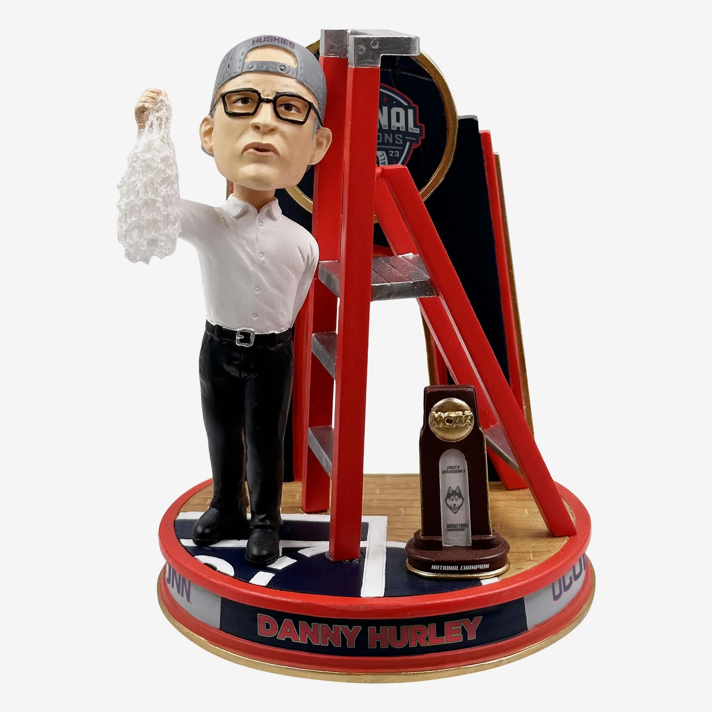 Danny Hurley UConn Huskies 2023 NCAA Men's Basketball National Champions Cutting the Net Mini Bobblehead Scene