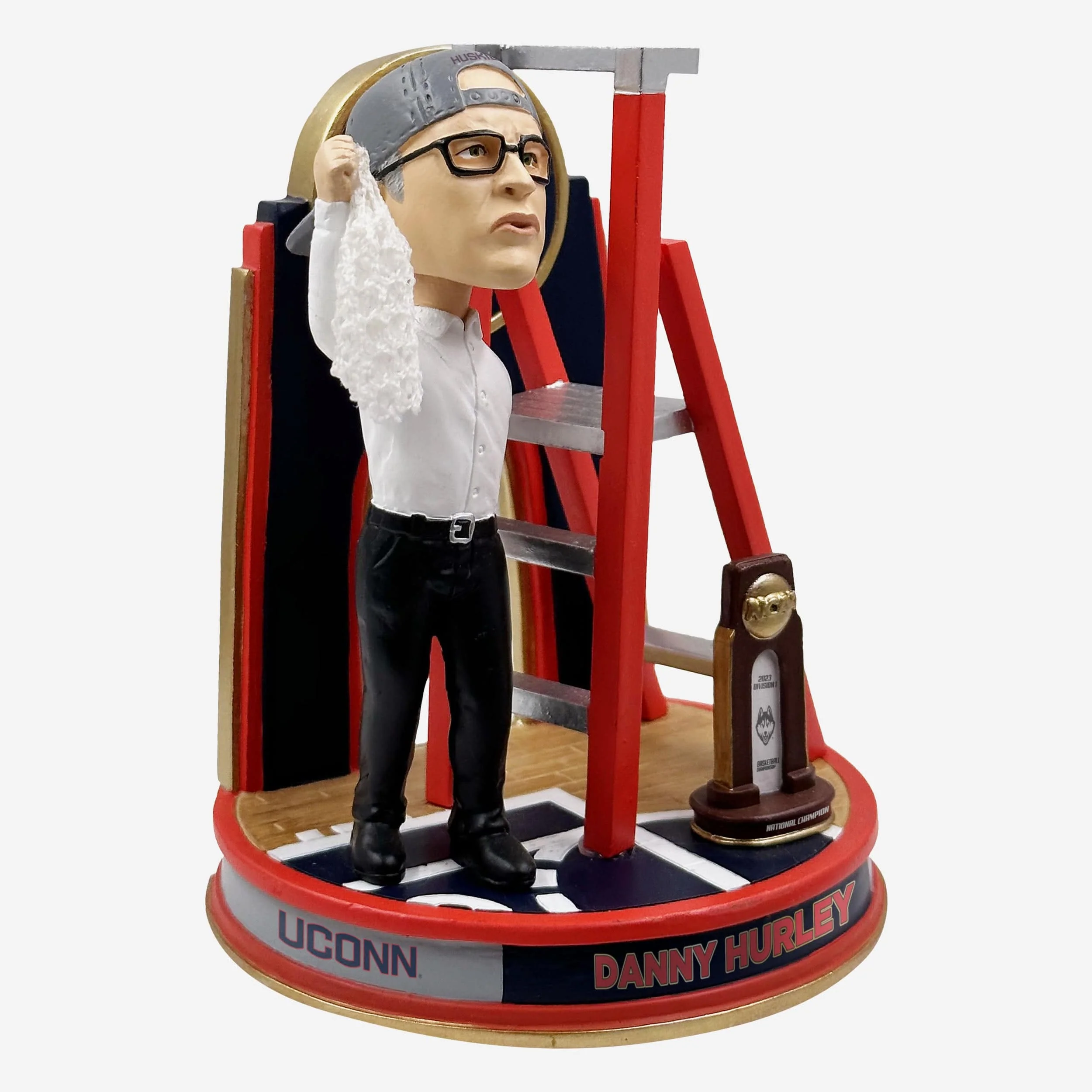 Danny Hurley UConn Huskies 2023 NCAA Men's Basketball National Champions Cutting the Net Mini Bobblehead Scene - Image 4