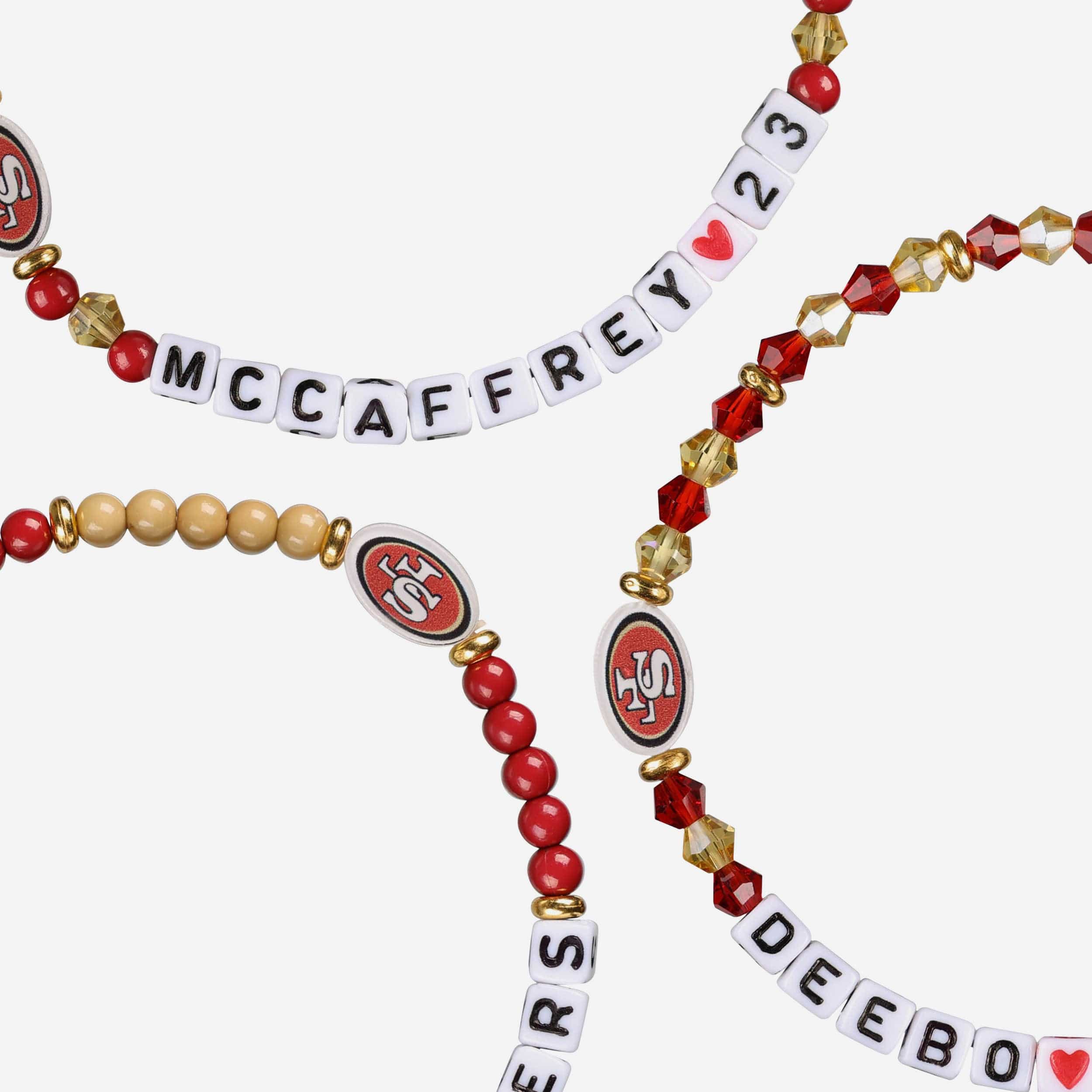 Deebo Samuel & Christian McCaffrey San Francisco 49ers 3 Pack Player Friendship Bracelet - Image 2