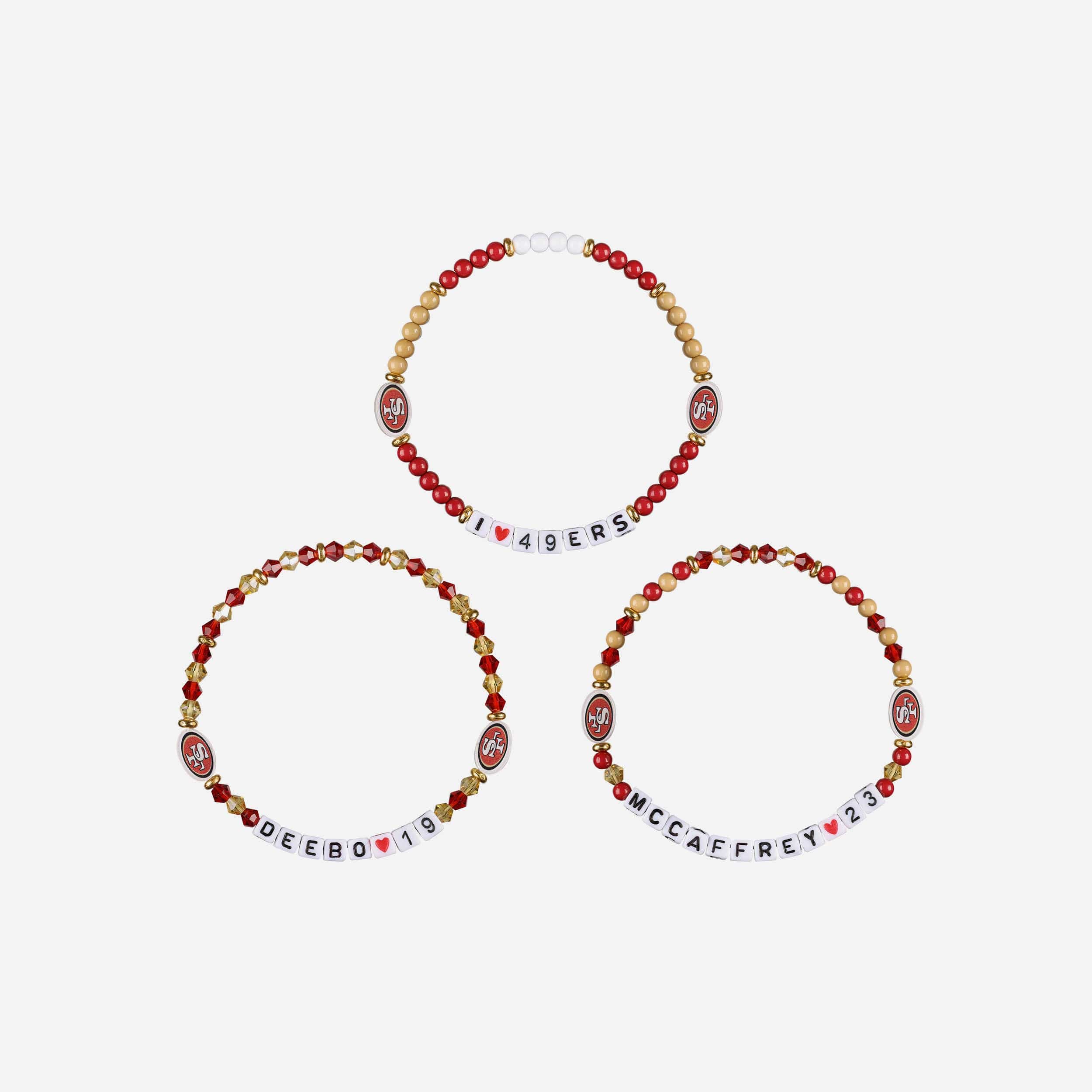 Deebo Samuel & Christian McCaffrey San Francisco 49ers 3 Pack Player Friendship Bracelet - Image 3