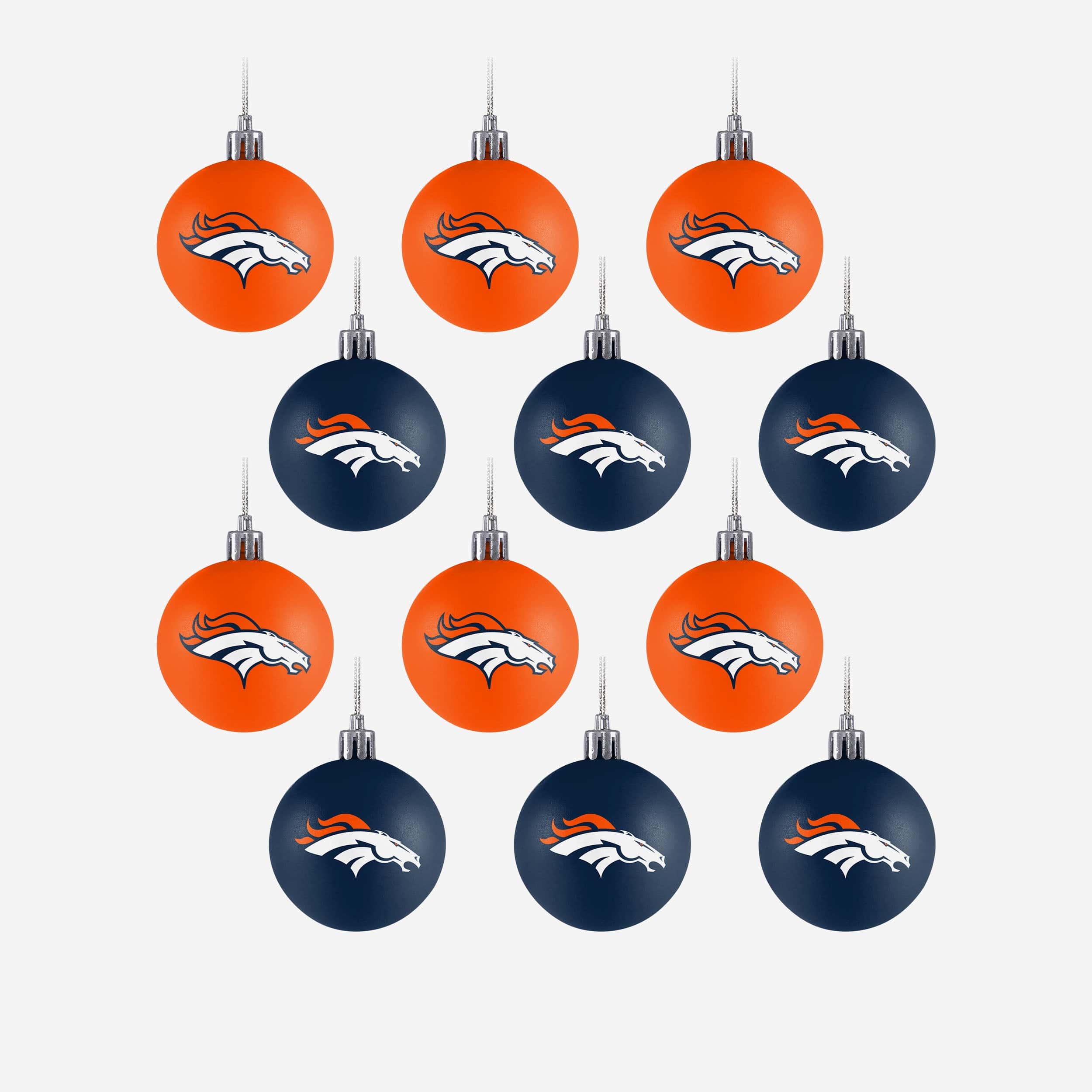 Denver Broncos 12 Pack Plastic Ball Ornament Set