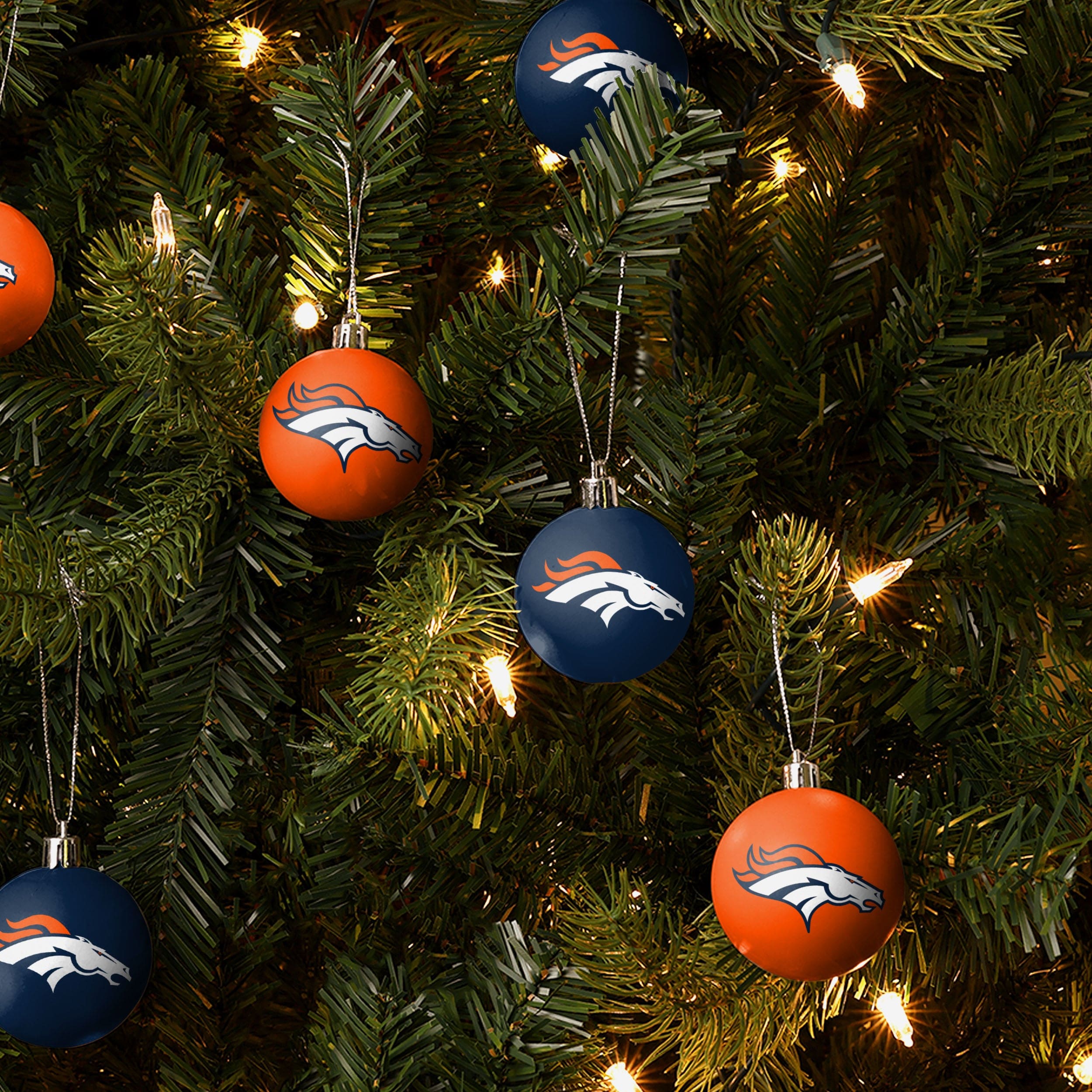 Denver Broncos 12 Pack Plastic Ball Ornament Set - Image 2