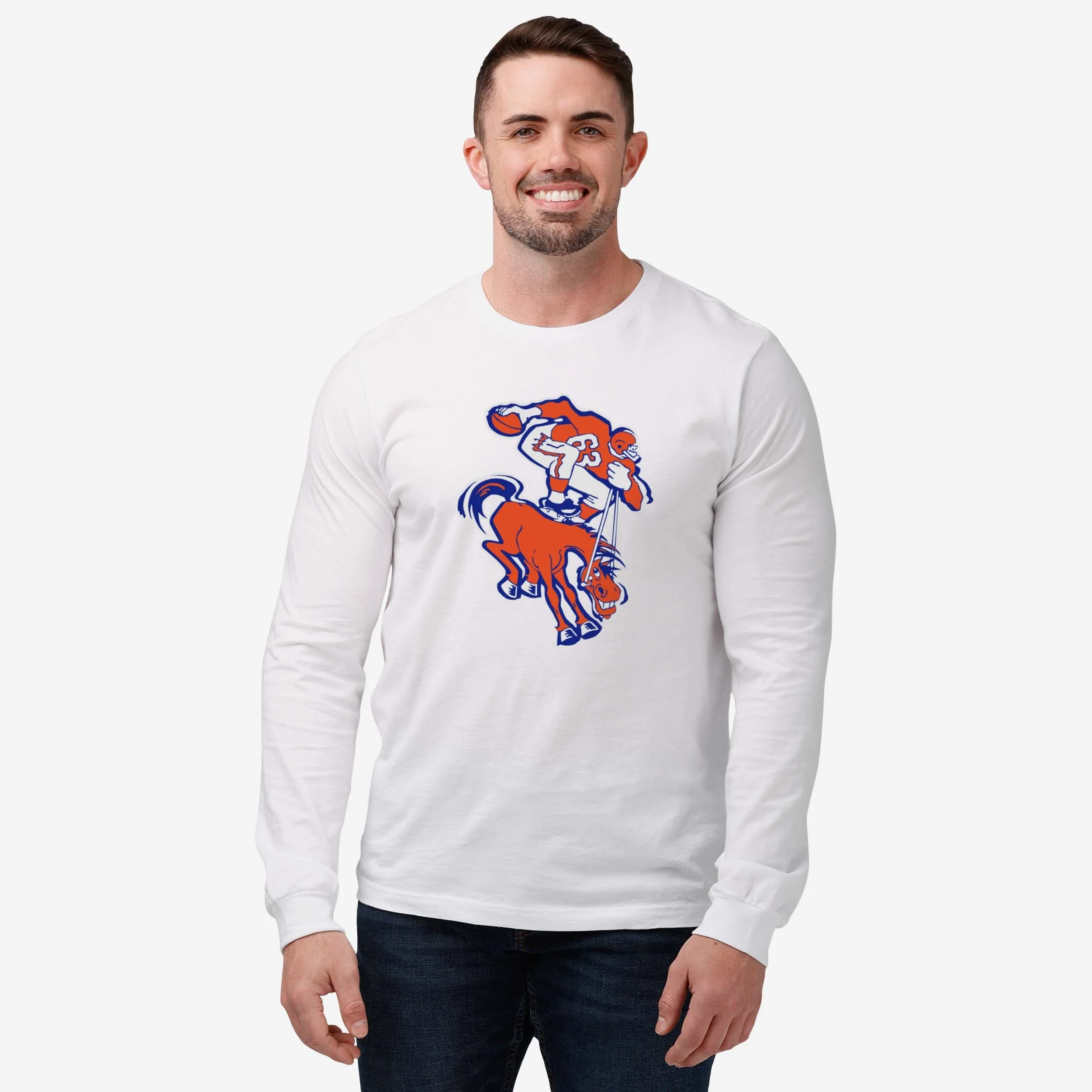 Denver Broncos 1962 Retro Logo Long Sleeve T-Shirt - Image 2