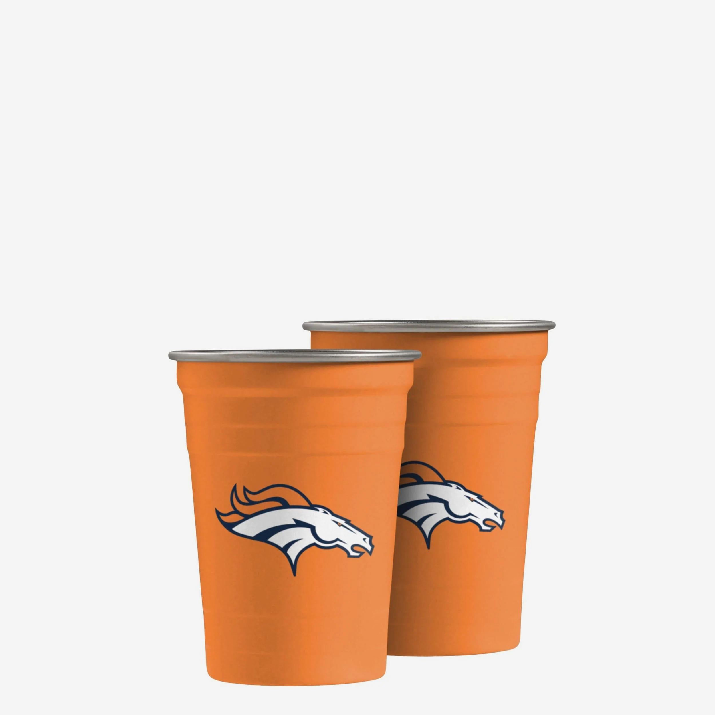 Denver Broncos 2 Pack Reusable Stainless Steel 16 oz Tumbler Cup