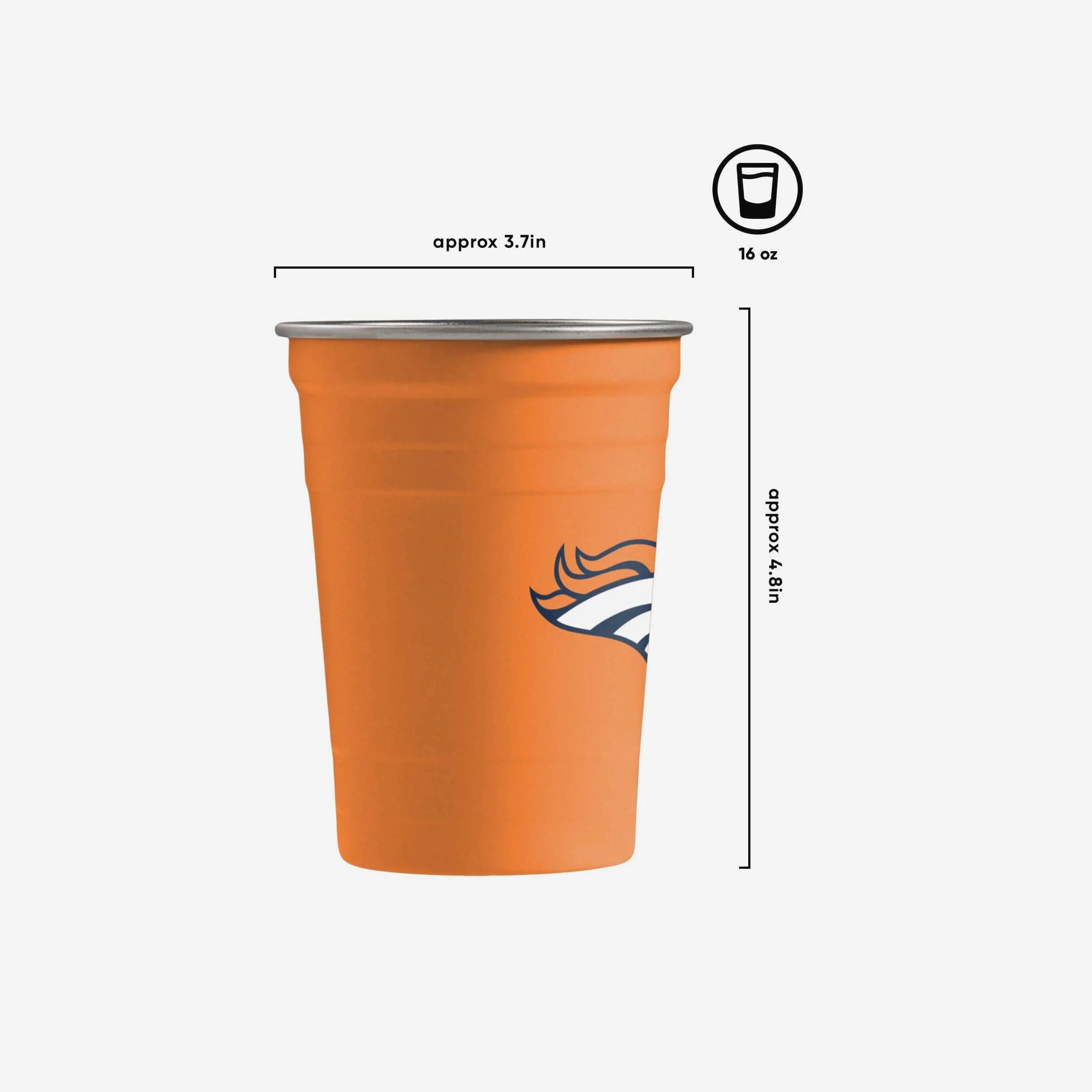 Denver Broncos 2 Pack Reusable Stainless Steel 16 oz Tumbler Cup - Image 2