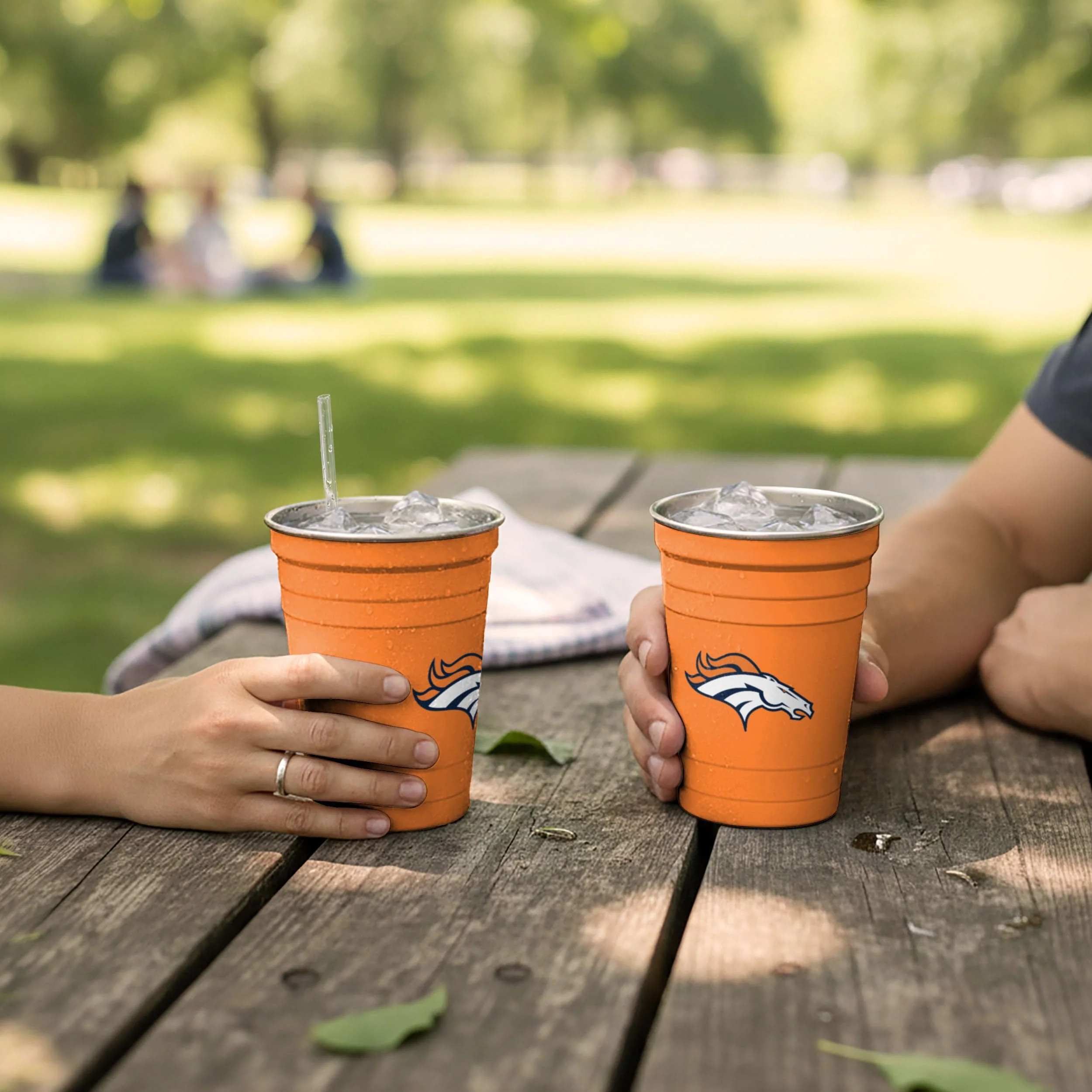 Denver Broncos 2 Pack Reusable Stainless Steel 16 oz Tumbler Cup - Image 3