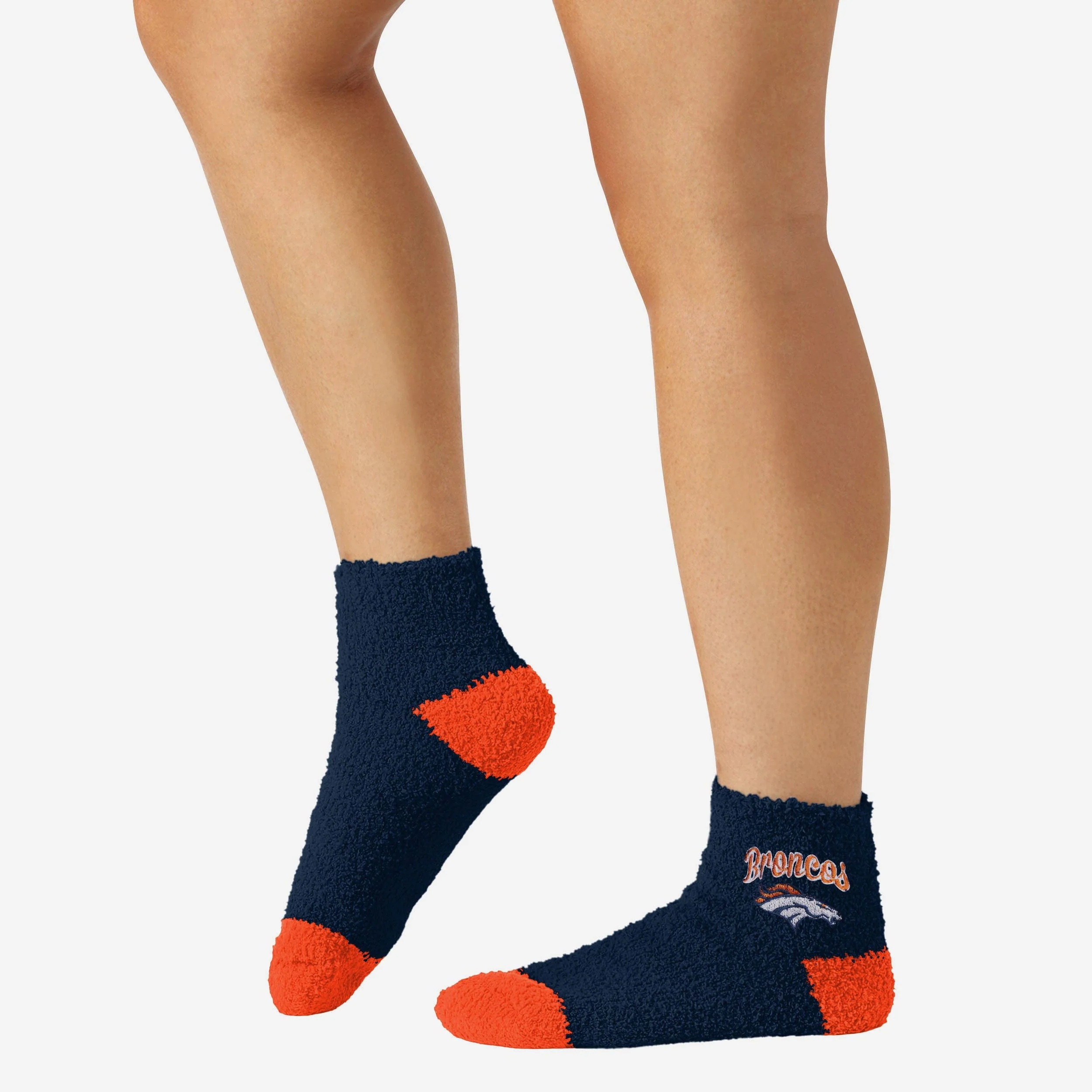 Denver Broncos 2 Pack Womens Script Logo Fuzzy Ankle Socks - Image 3