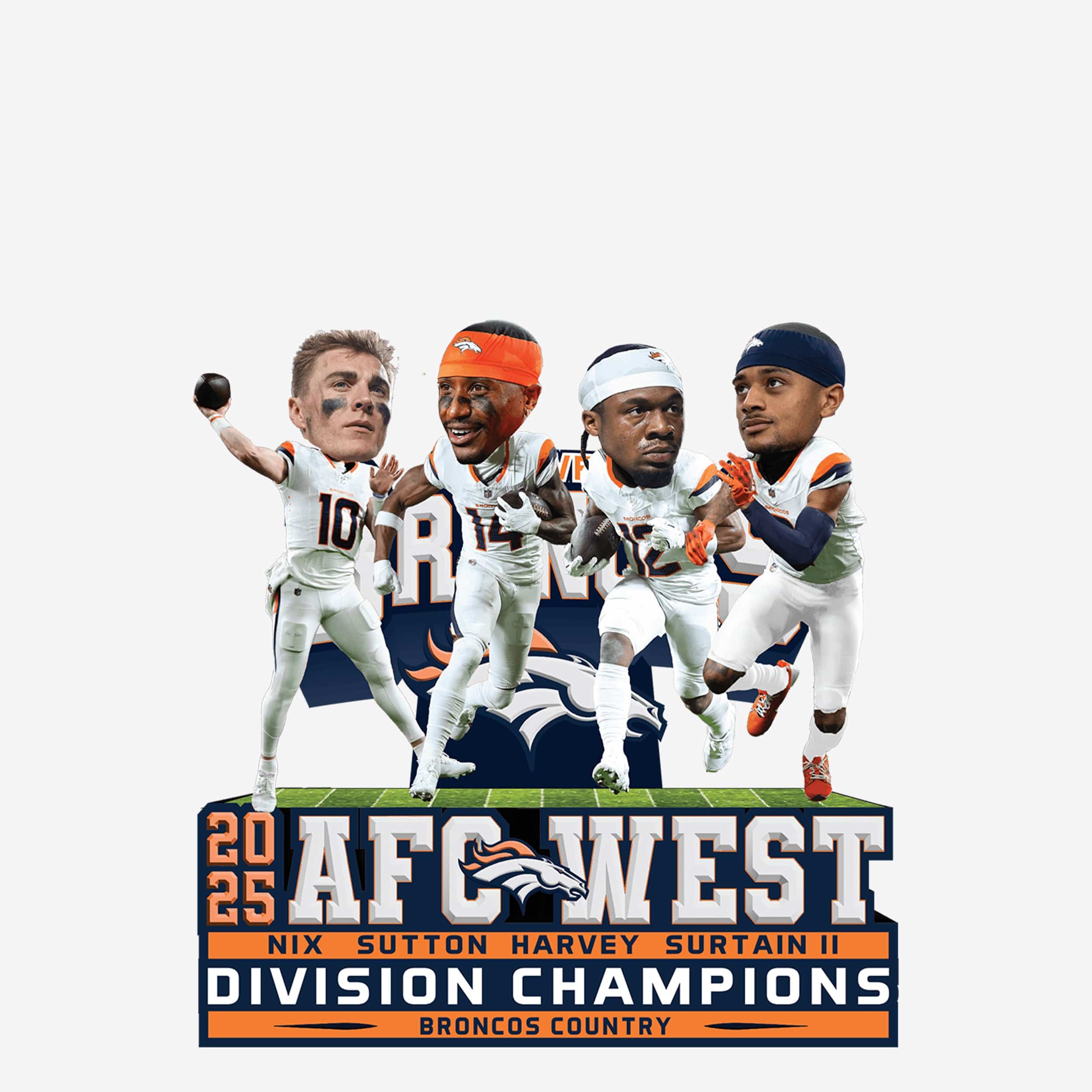 Denver Broncos 2025 AFC West Division Champions Mini Bobblehead Scene