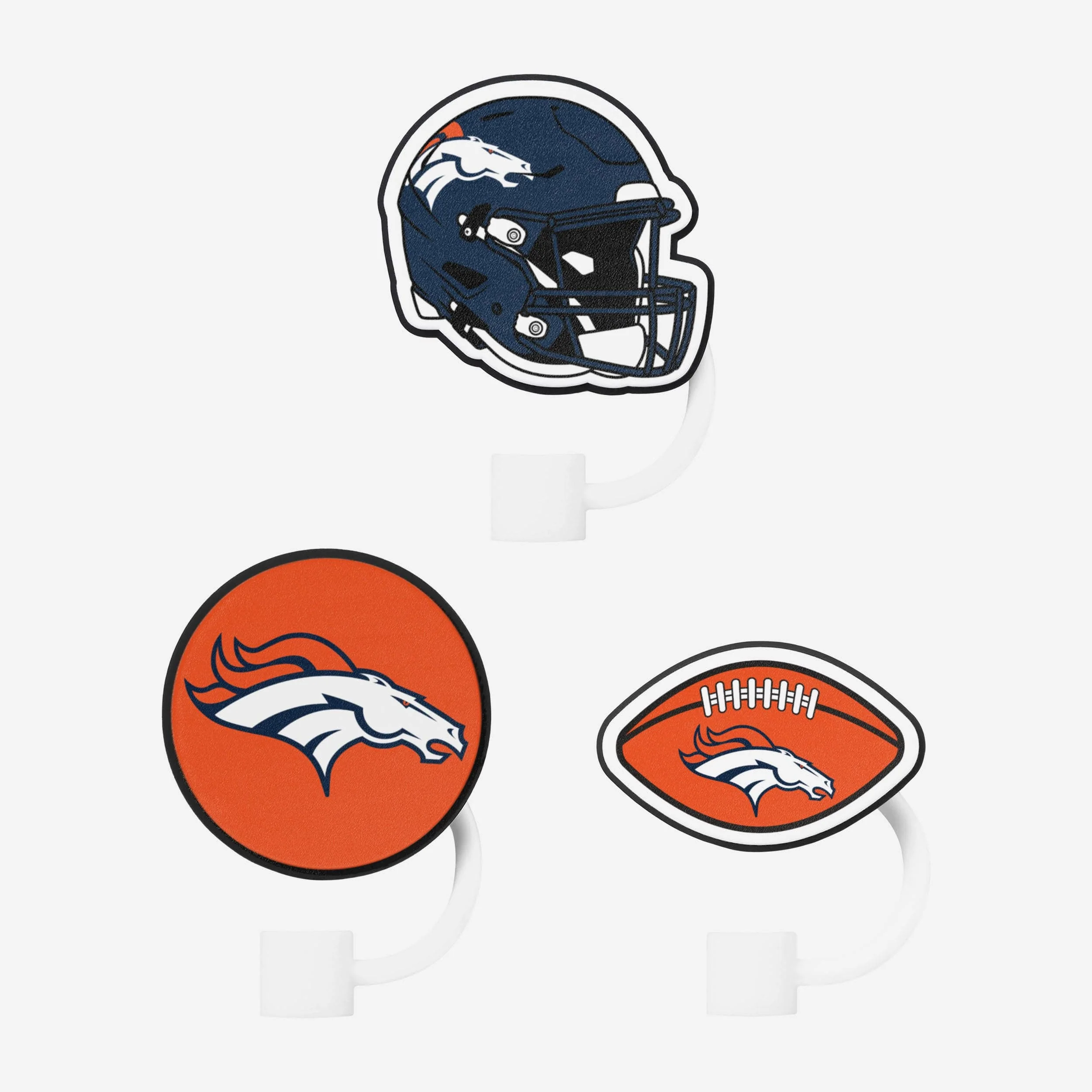 Denver Broncos 3 Pack Primary Logo Straw Toppers
