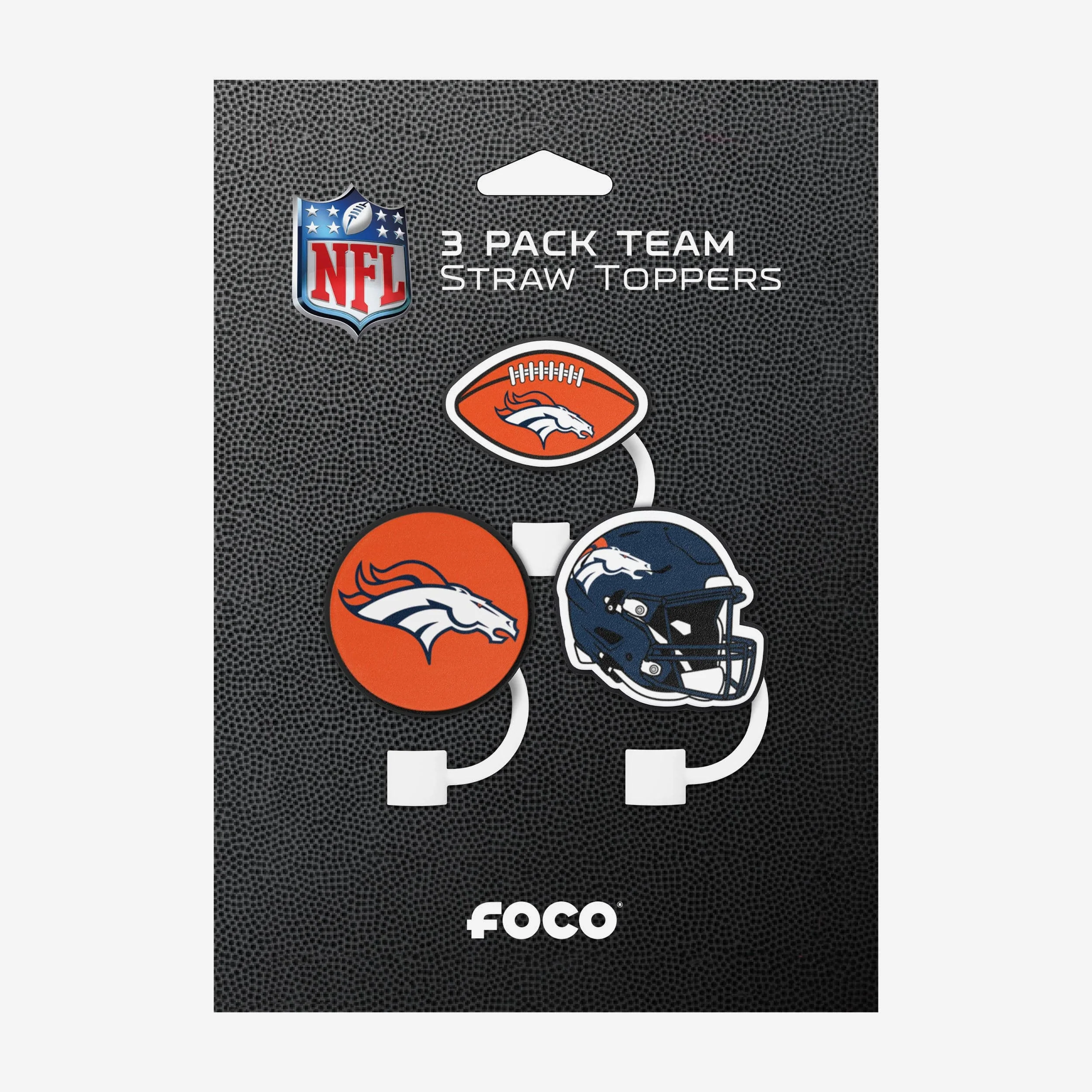 Denver Broncos 3 Pack Primary Logo Straw Toppers - Image 6