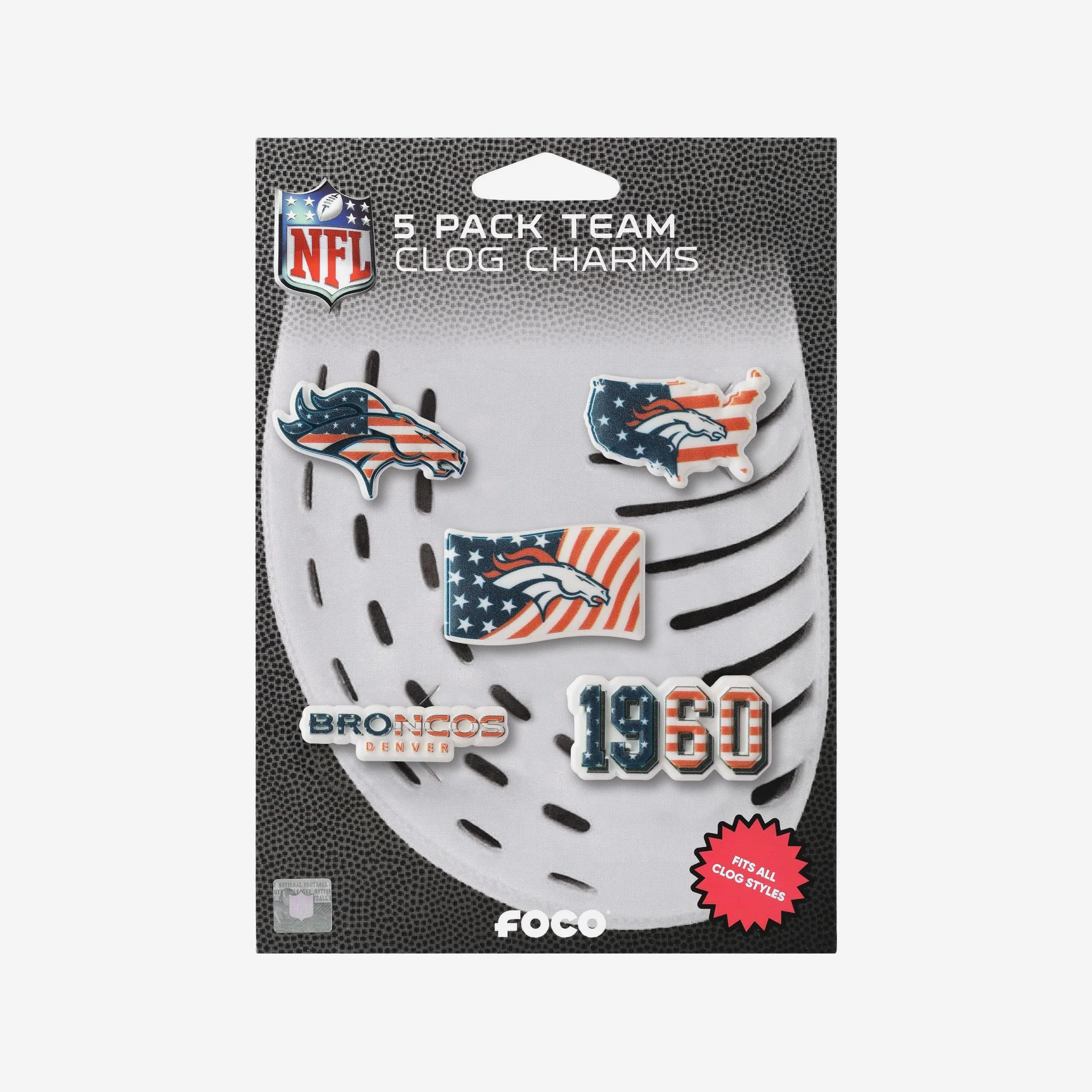 Denver Broncos Americana 5 Pack Team Clog Charms - Image 5