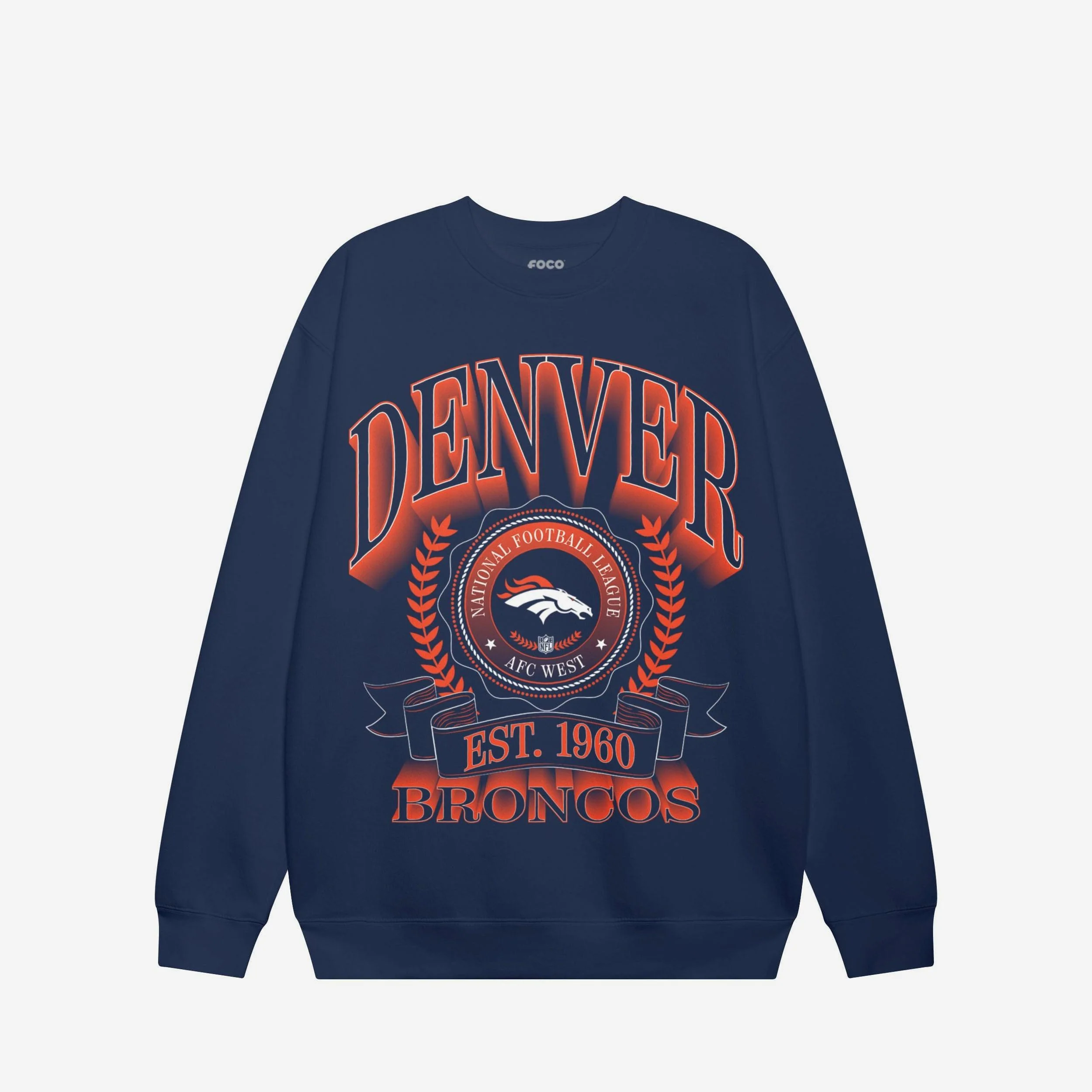 Denver Broncos Banner Crest Crew Neck Sweatshirt