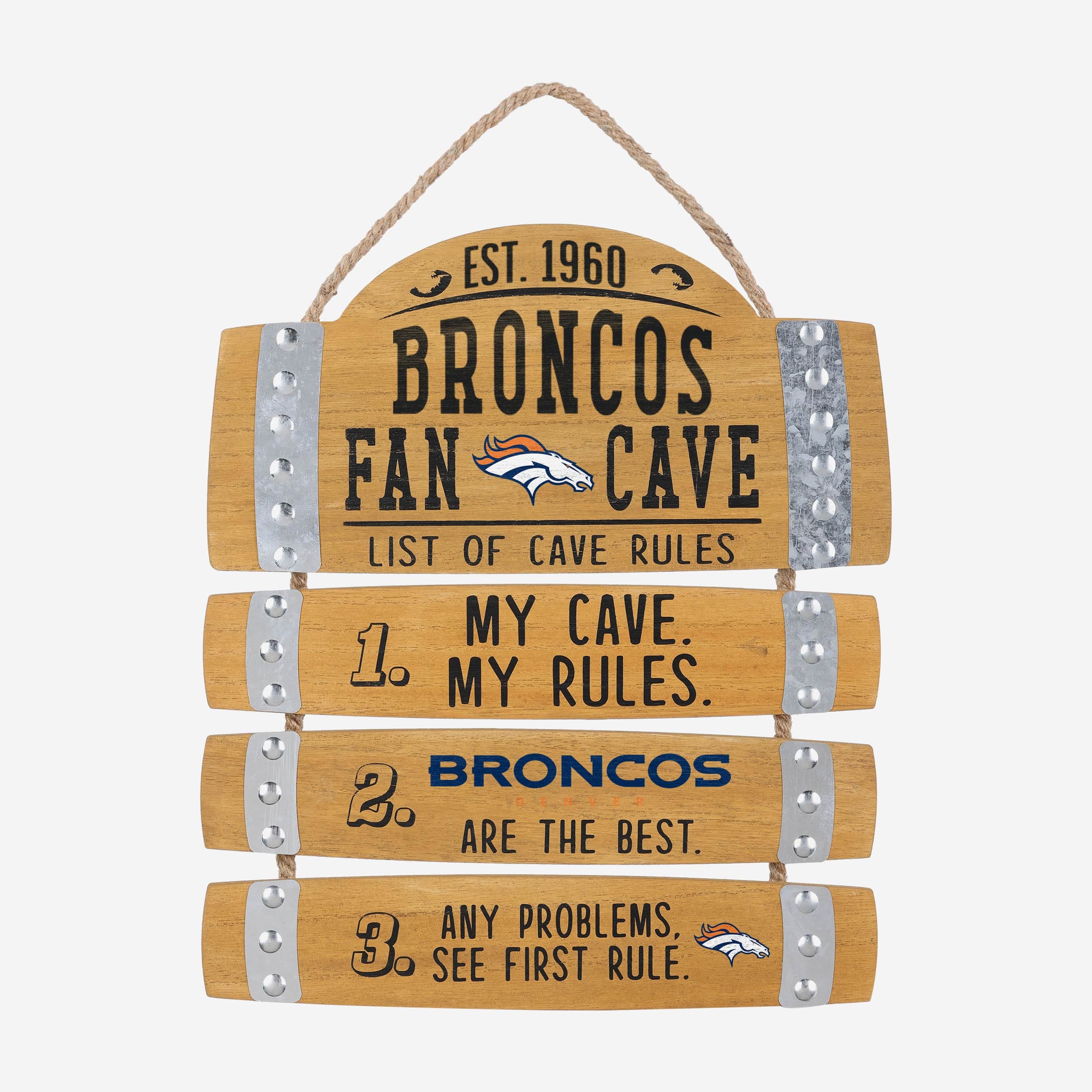 Denver Broncos Barrel Slat Mancave Sign