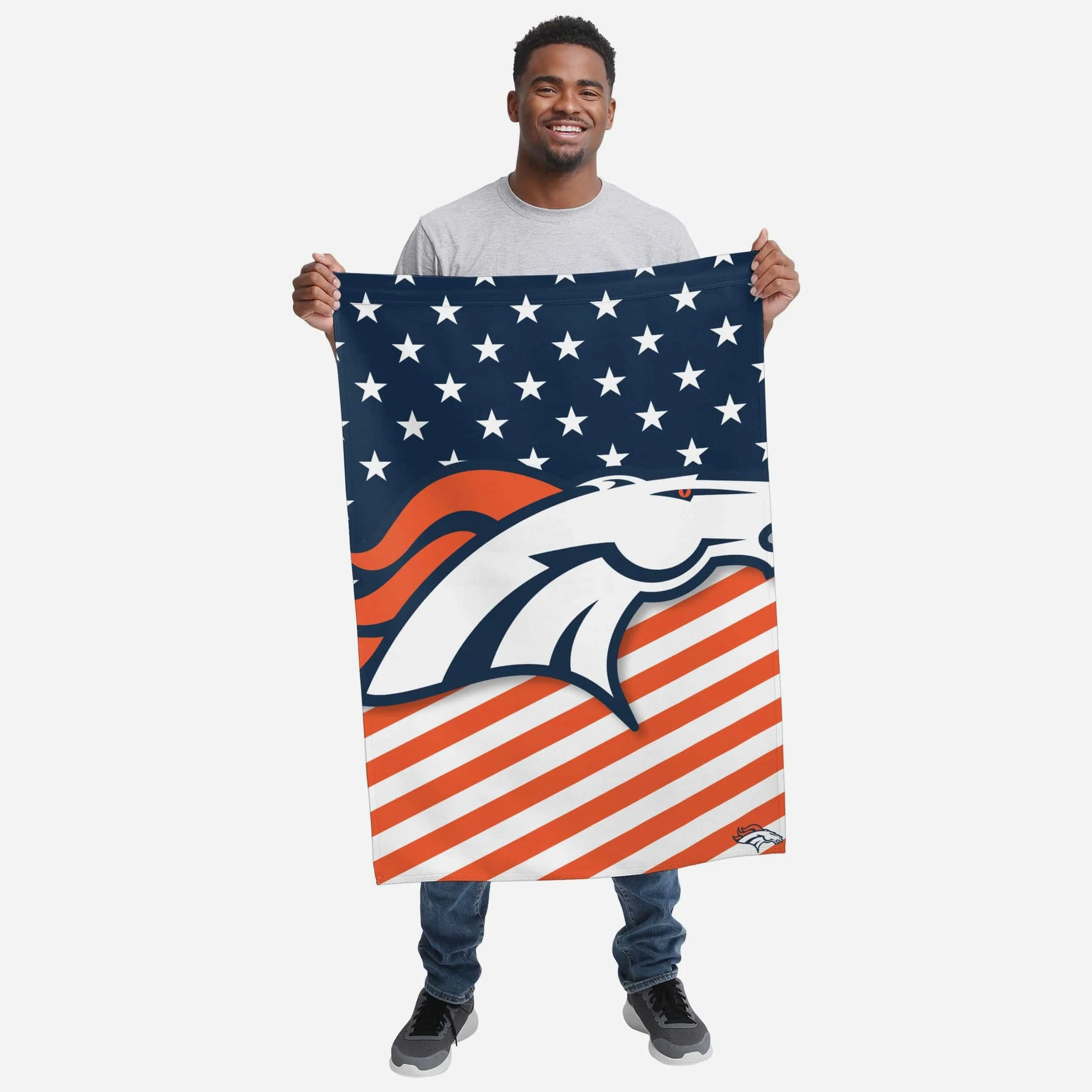 Denver Broncos Big Logo Americana Vertical Flag - Image 2