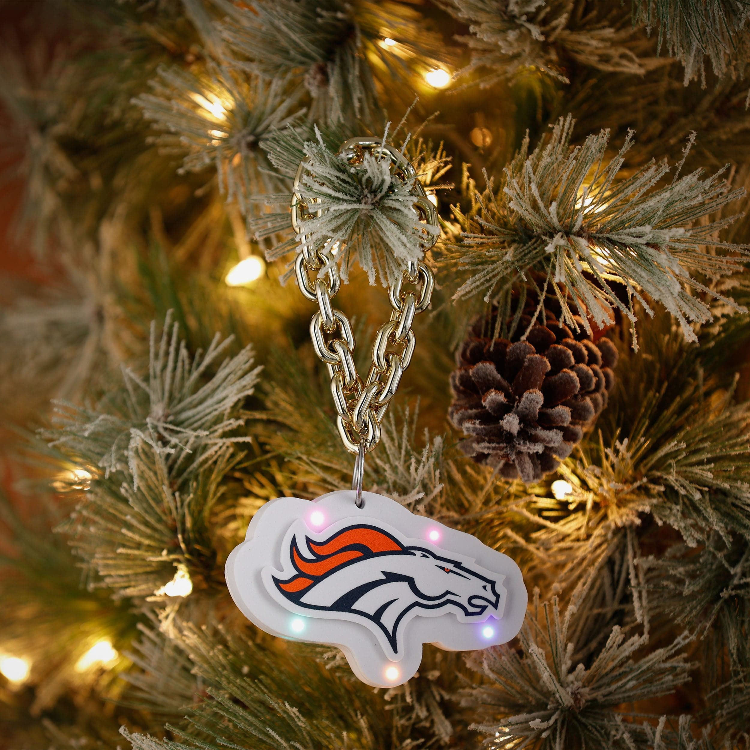 Denver Broncos Big Logo Light Up Chain Ornament - Image 3