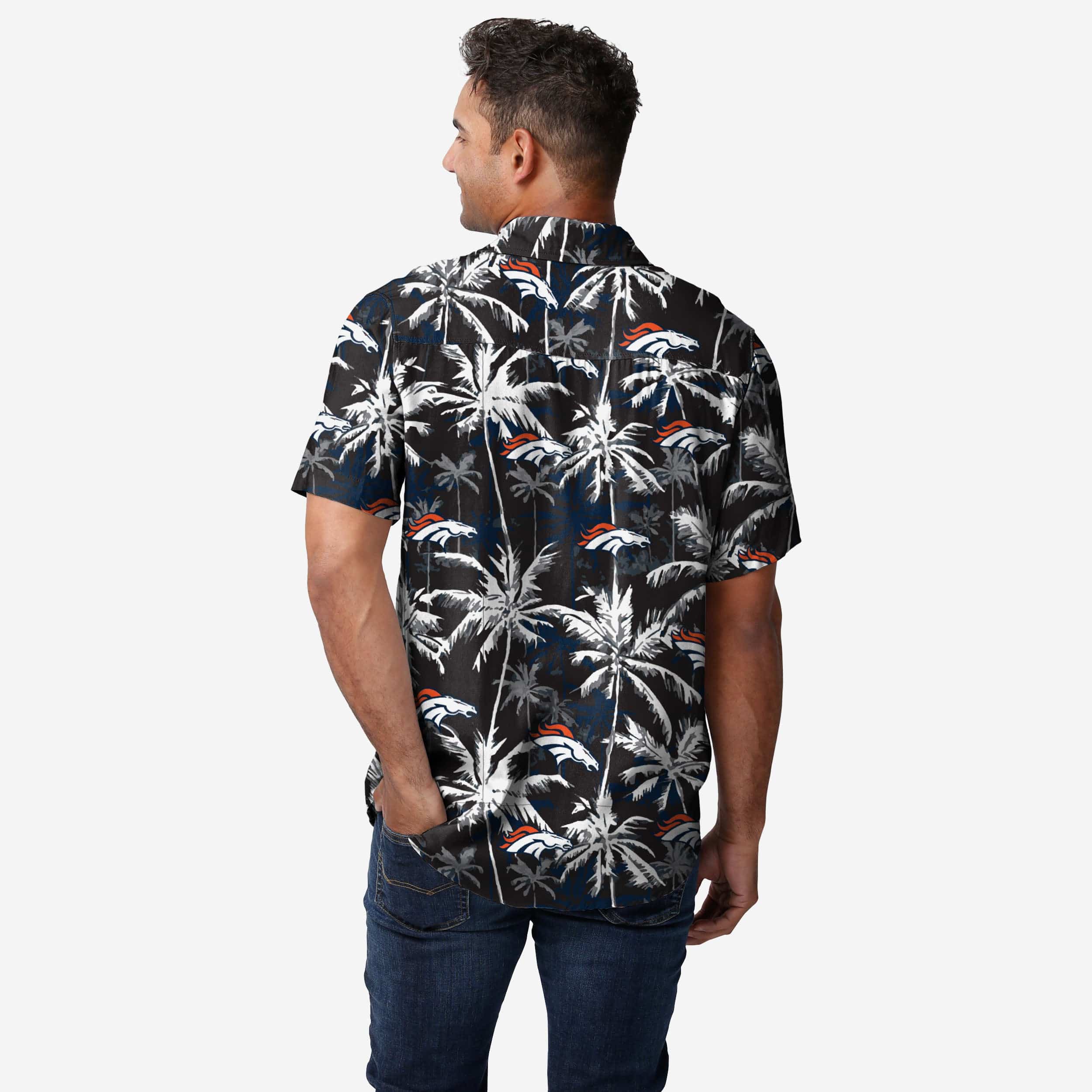 Denver Broncos Black Floral Button Up Shirt - Image 2
