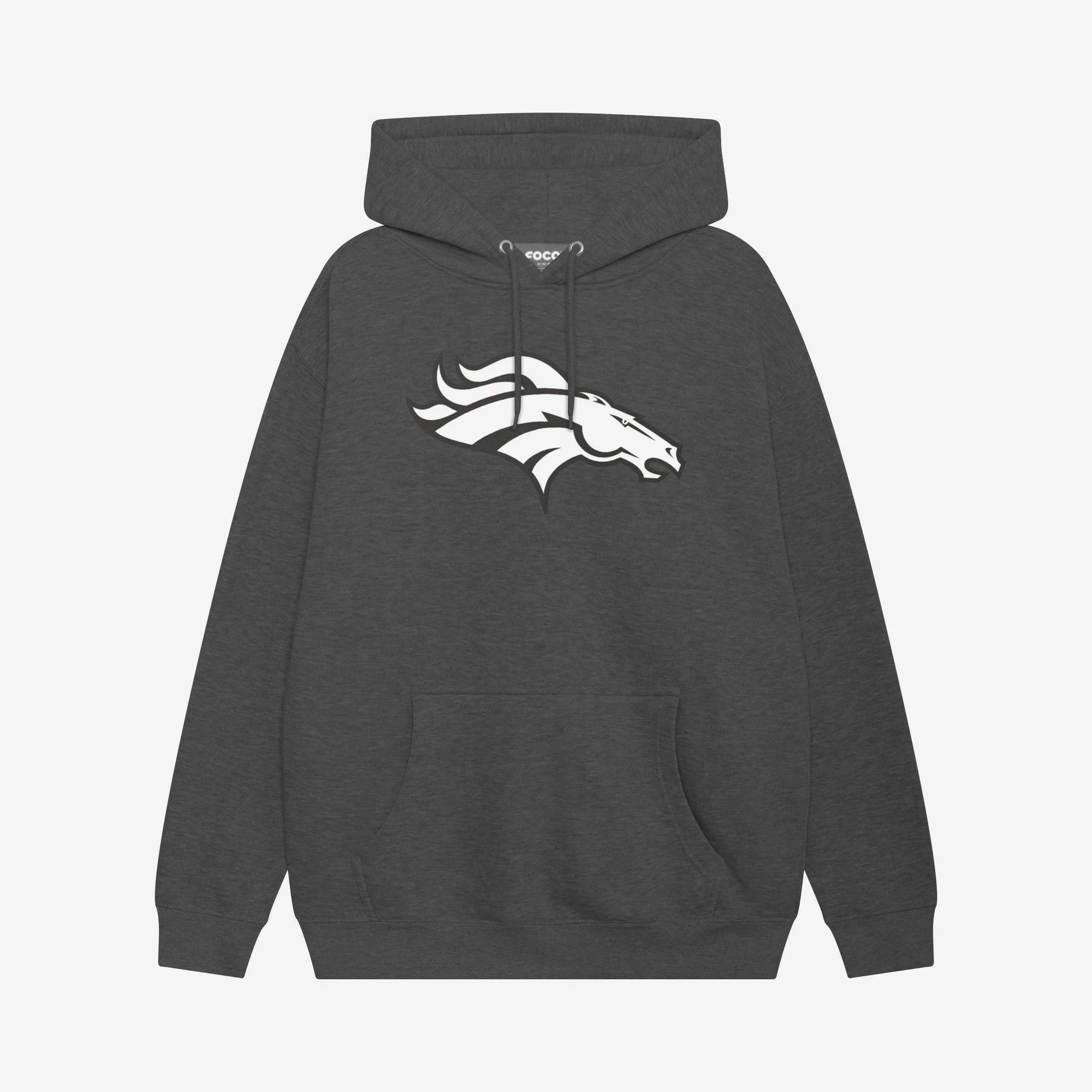 Denver Broncos Black & White Primary Logo Hoodie