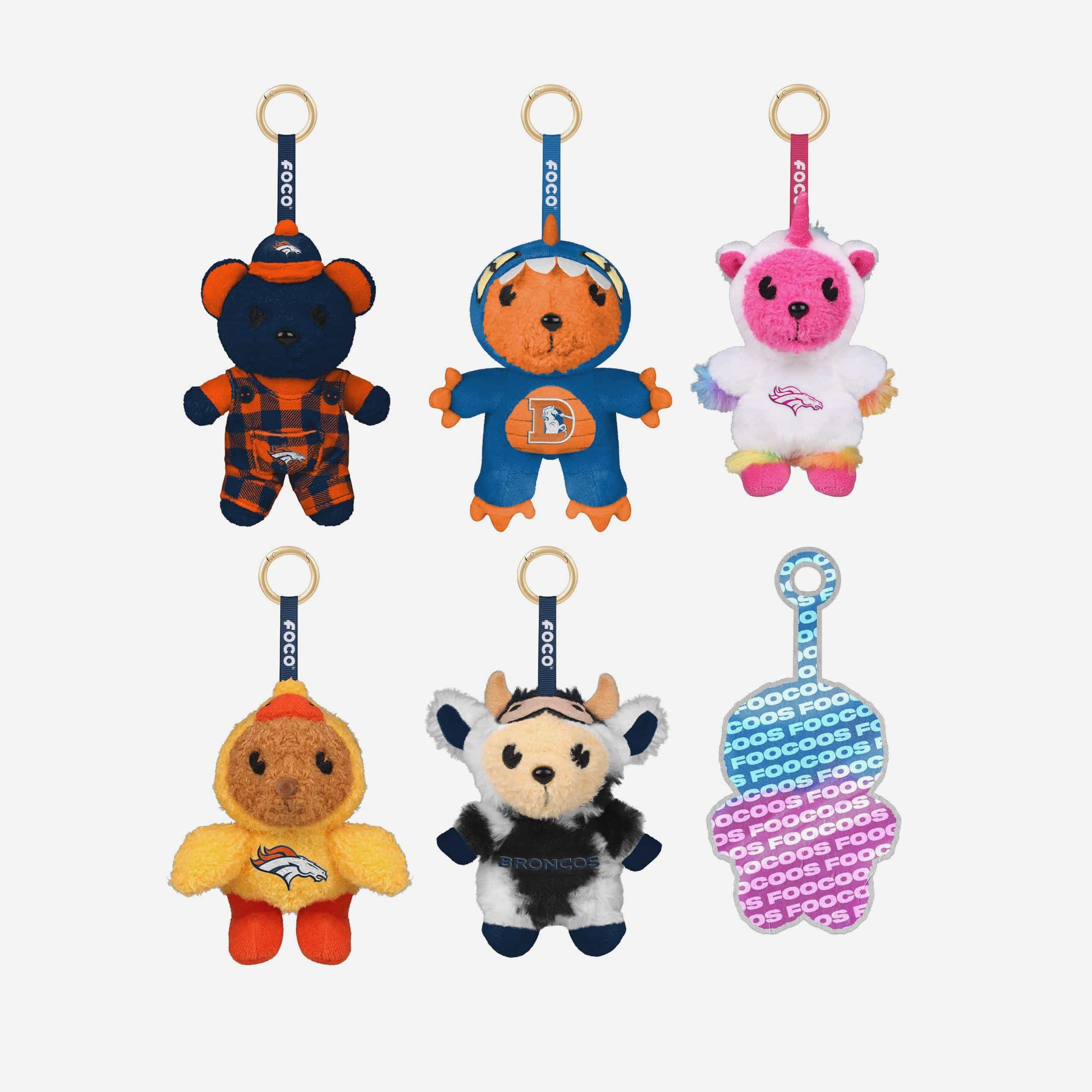 Denver Broncos FOOCOOS Plush Bag Charm Keychain Blind Box Series 1