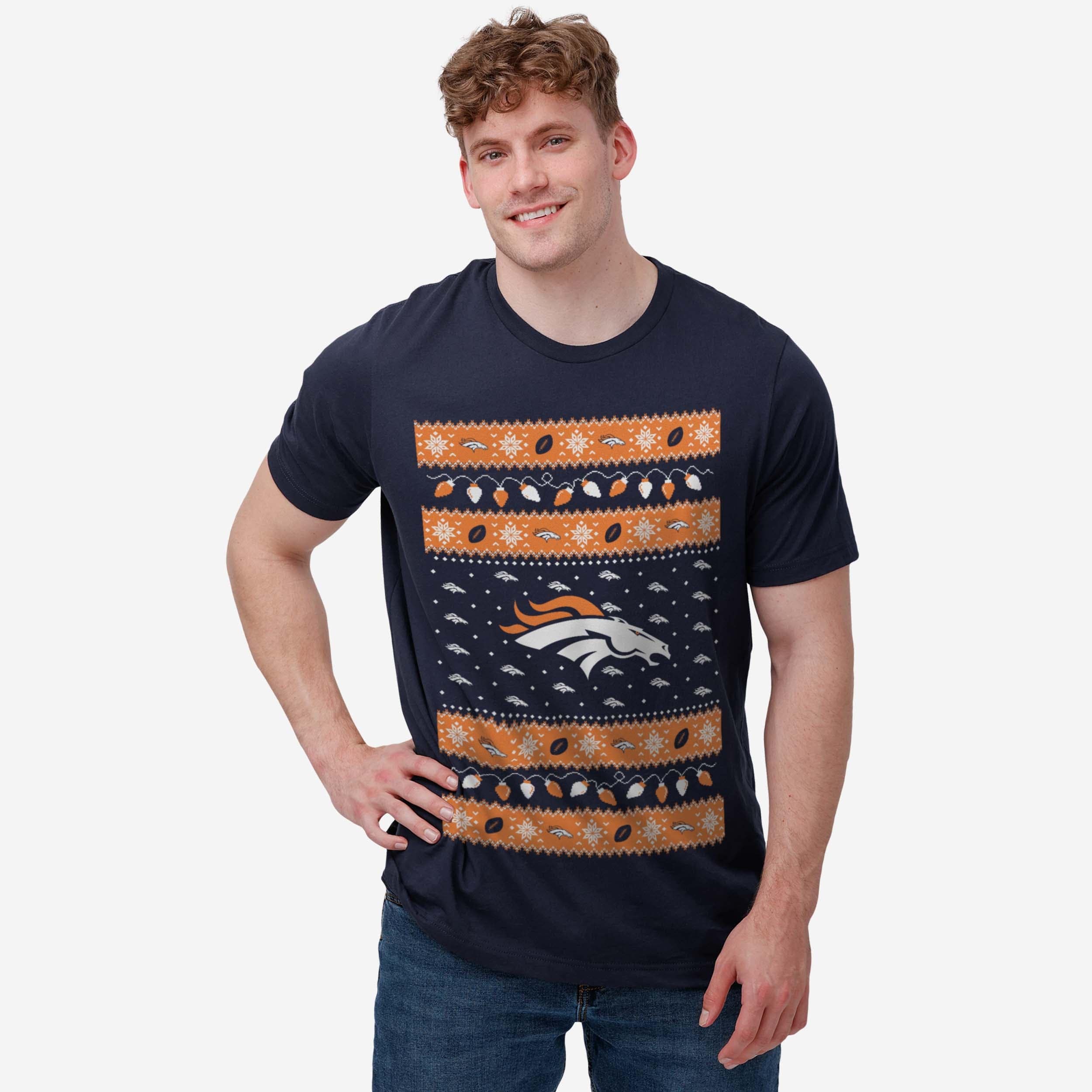 Denver Broncos Holiday Lights Sweater T-Shirt - Image 2