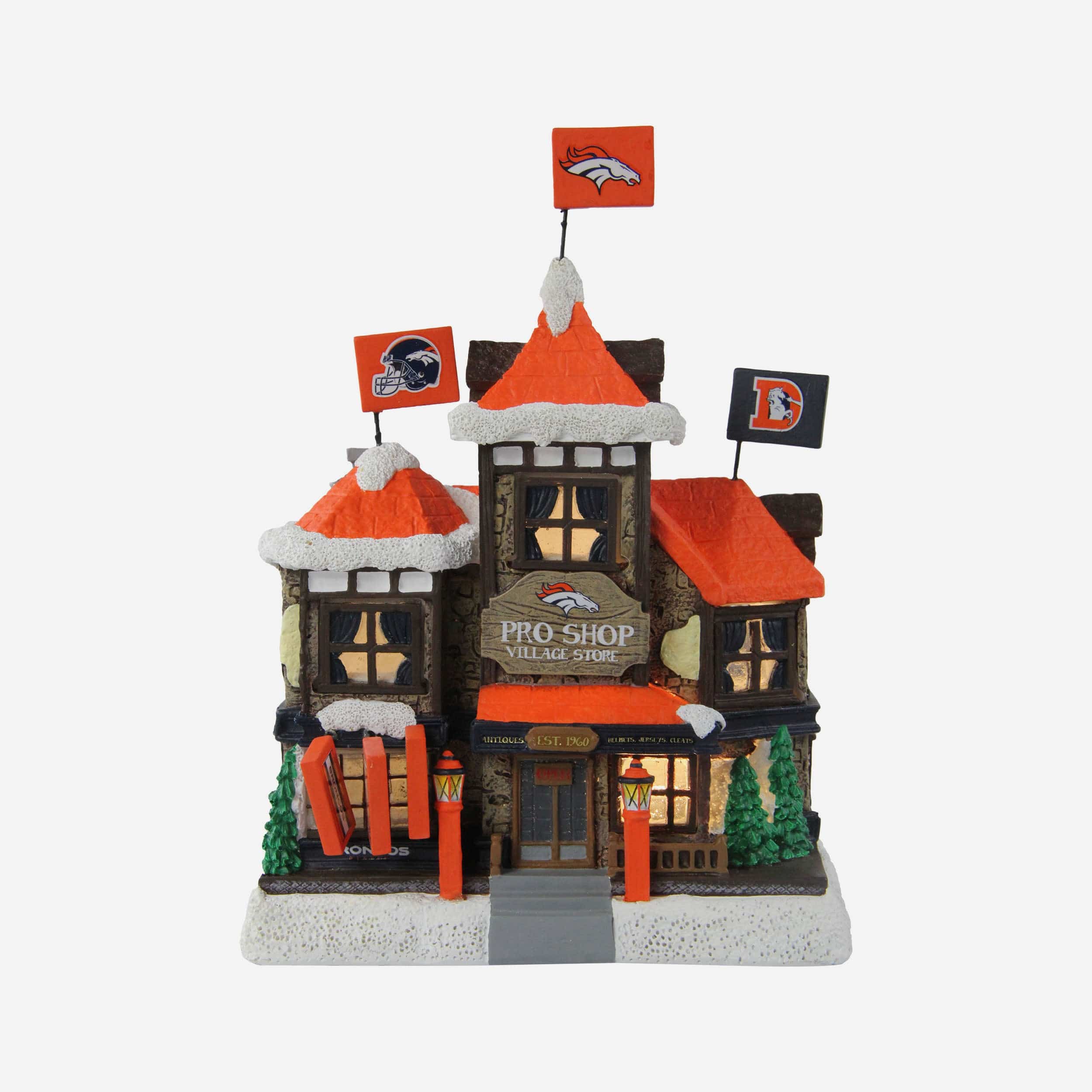 Denver Broncos Light Up Resin Team Village