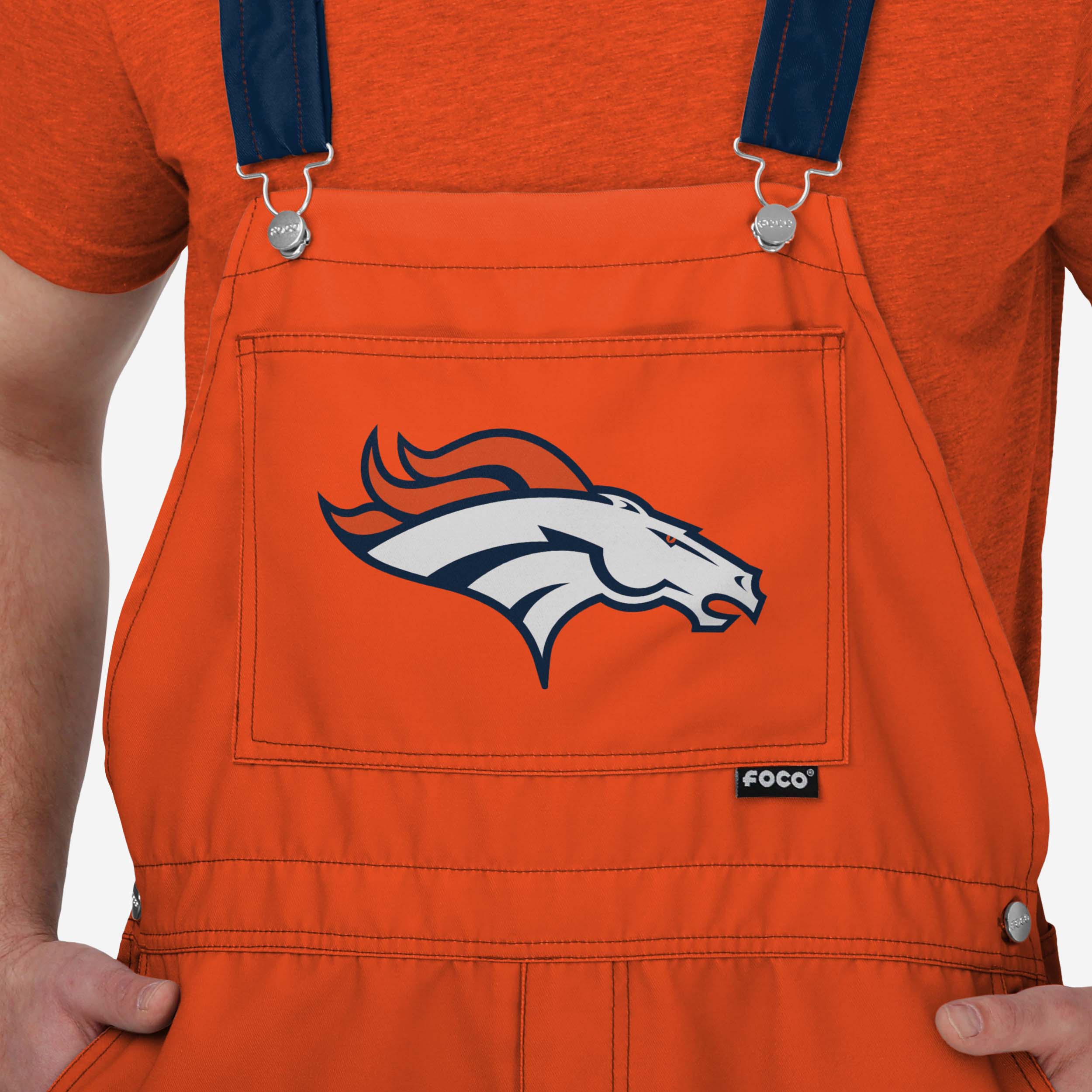 Denver Broncos Mens Team Stripe Bib Shortalls - Image 3